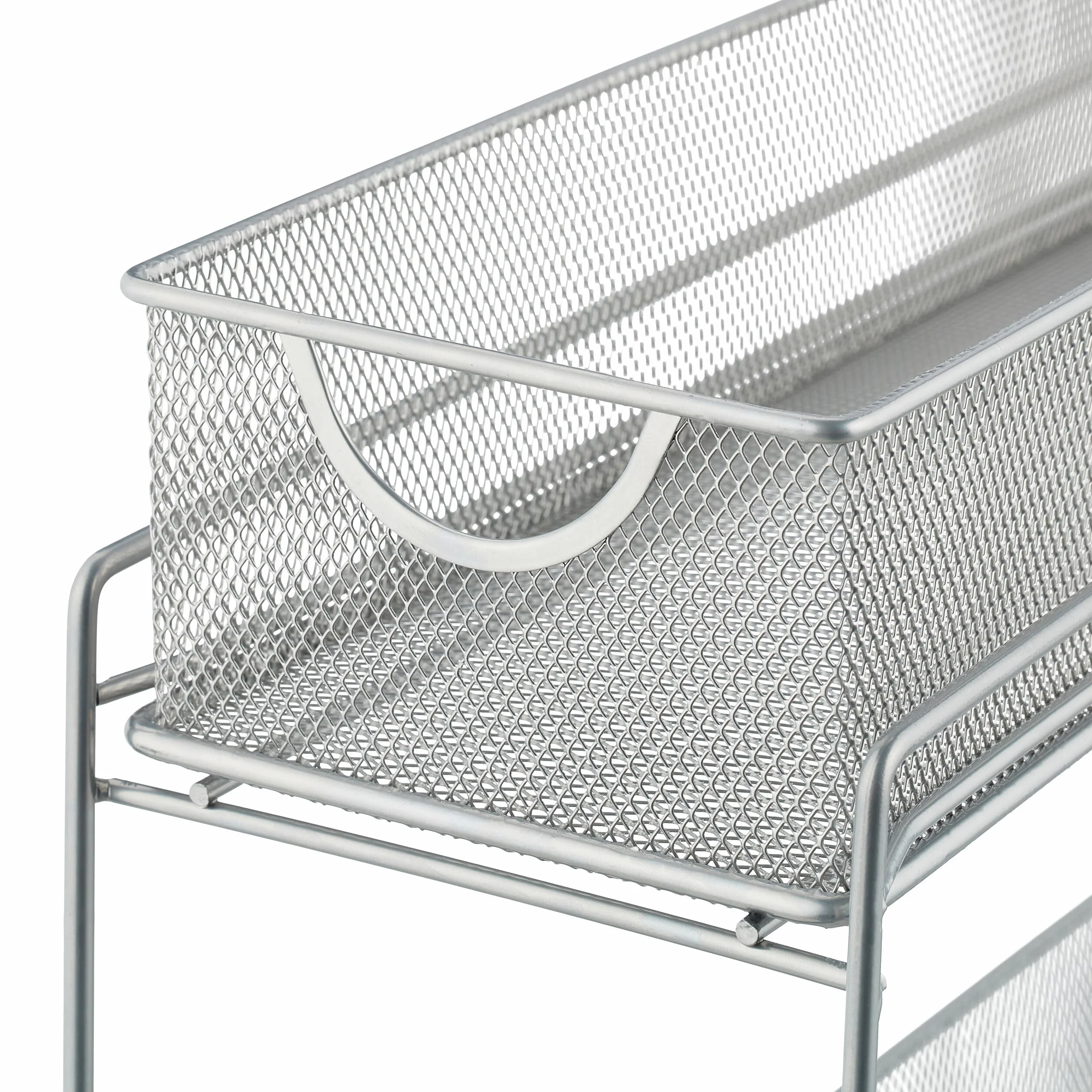 Relaxdays Organizer do szafki kuchennej, wysuwany regał, 2 szuflady, metal, wys. x gł.: 40 x 15 x 46 cm, srebrny