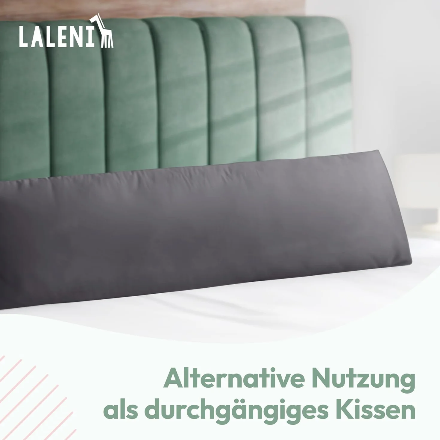 Laleni poduszka ciążowa 40 x 145 cm, certyfikat OEKO-TEX, poduszka do karmienia i spania na boku, odciążająca, 2 poszewki – Szary