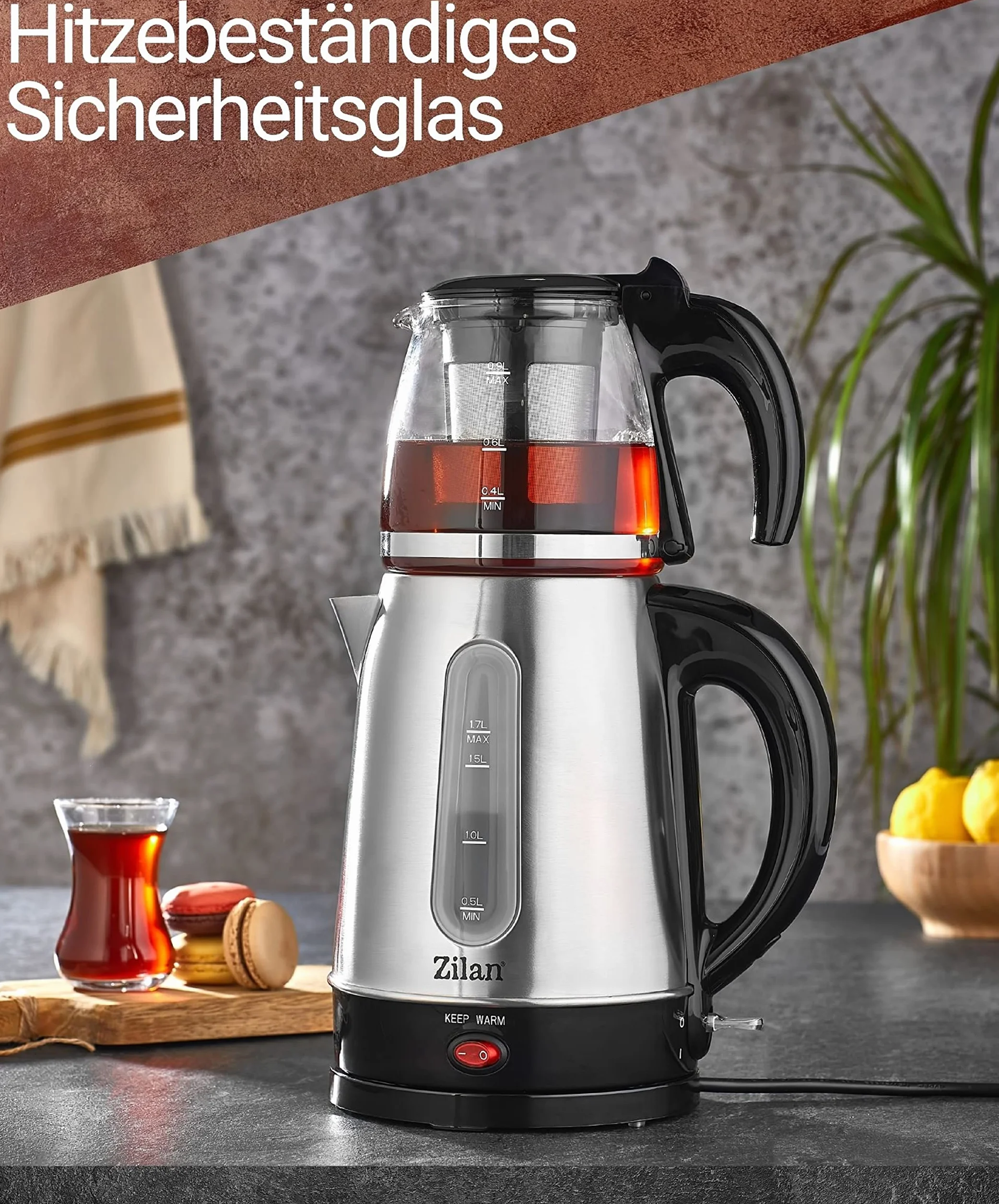 Zaparzacz do herbaty | 2200 W | zabezpieczenie przed przegrzaniem | w 100% wolne od BPA | szkło bezpieczne | filtr wapienny | ekspres do herbaty | czajnik elektryczny | Water Kettle | zaparzacz do