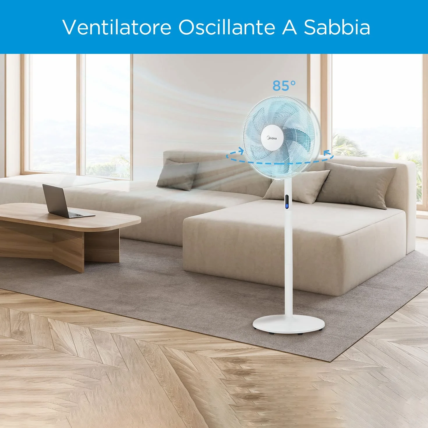 Midea FS40-18BR wentylator stojący 3 w 1, 8 prędkości, timer palma 40 cm, tworzywo sztuczne