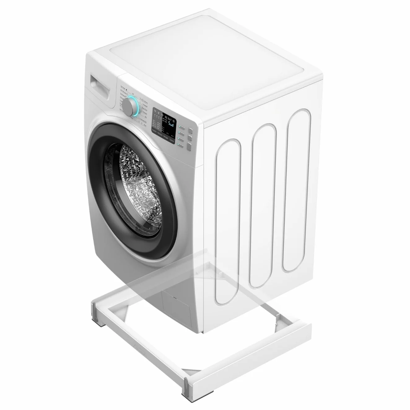 Meliconi Base Wash Evo, podstawa antywibracyjna z rolkami, do łatwego przemieszczania pralki lub suszarki, z przednimi dźwigniami hamulca, nośność 250 kg, kolor biały