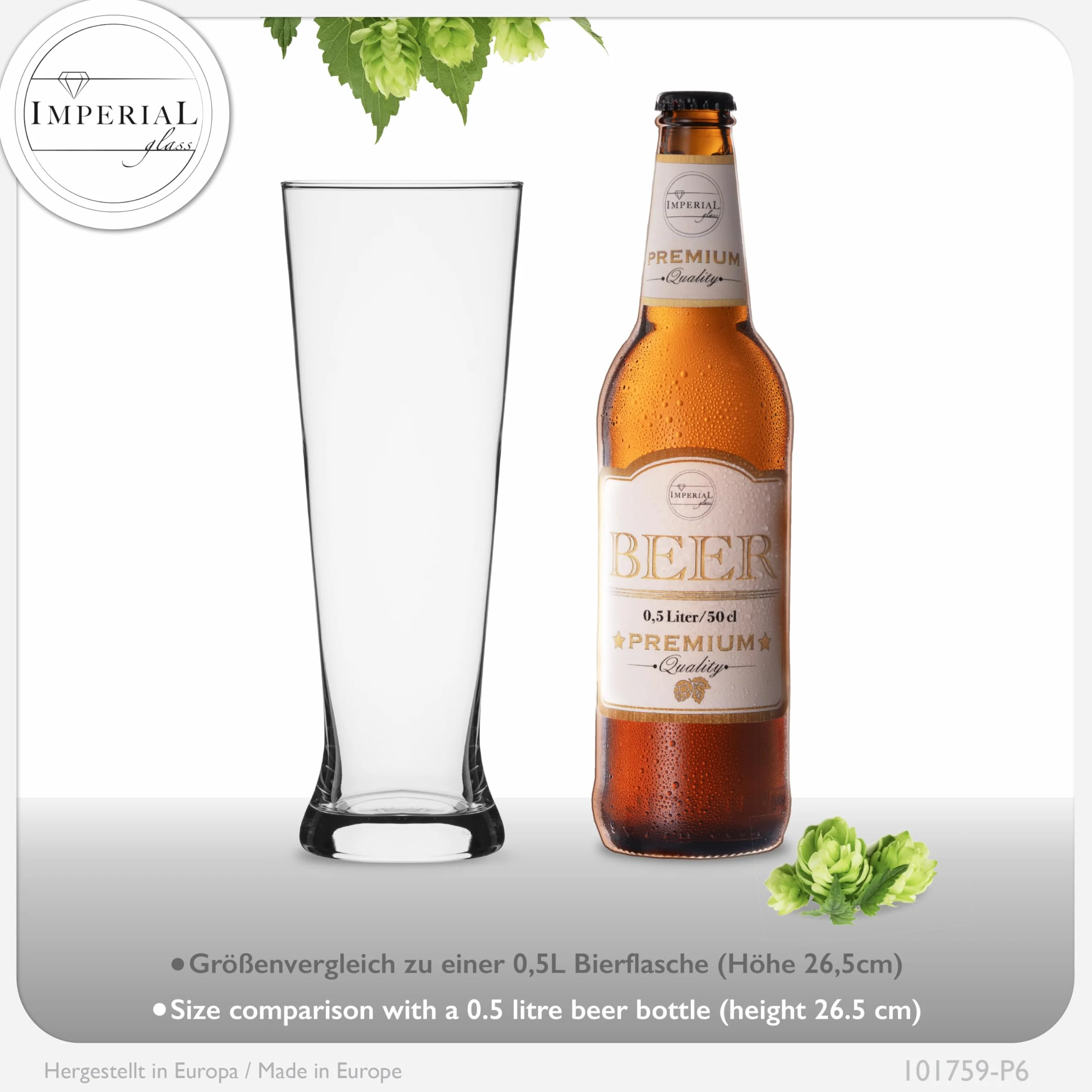 Pilsner szklanki do piwa o wysokiej pojemności 500 ml (maks. 680 ml), nadają się do mycia w zmywarce