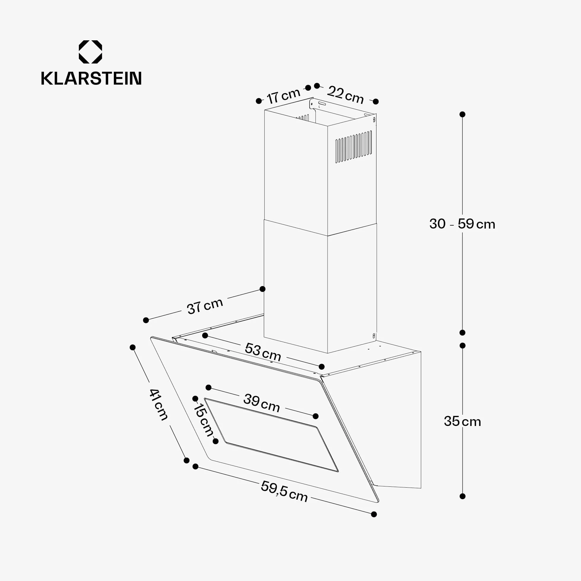Klarstein SleekAir okap kuchenny – 60 cm okap podszafkowy, 686 m³/h, klasa efektywności energetycznej A++, dotykowy panel sterowania, oświetlenie LED 2700-6500 K