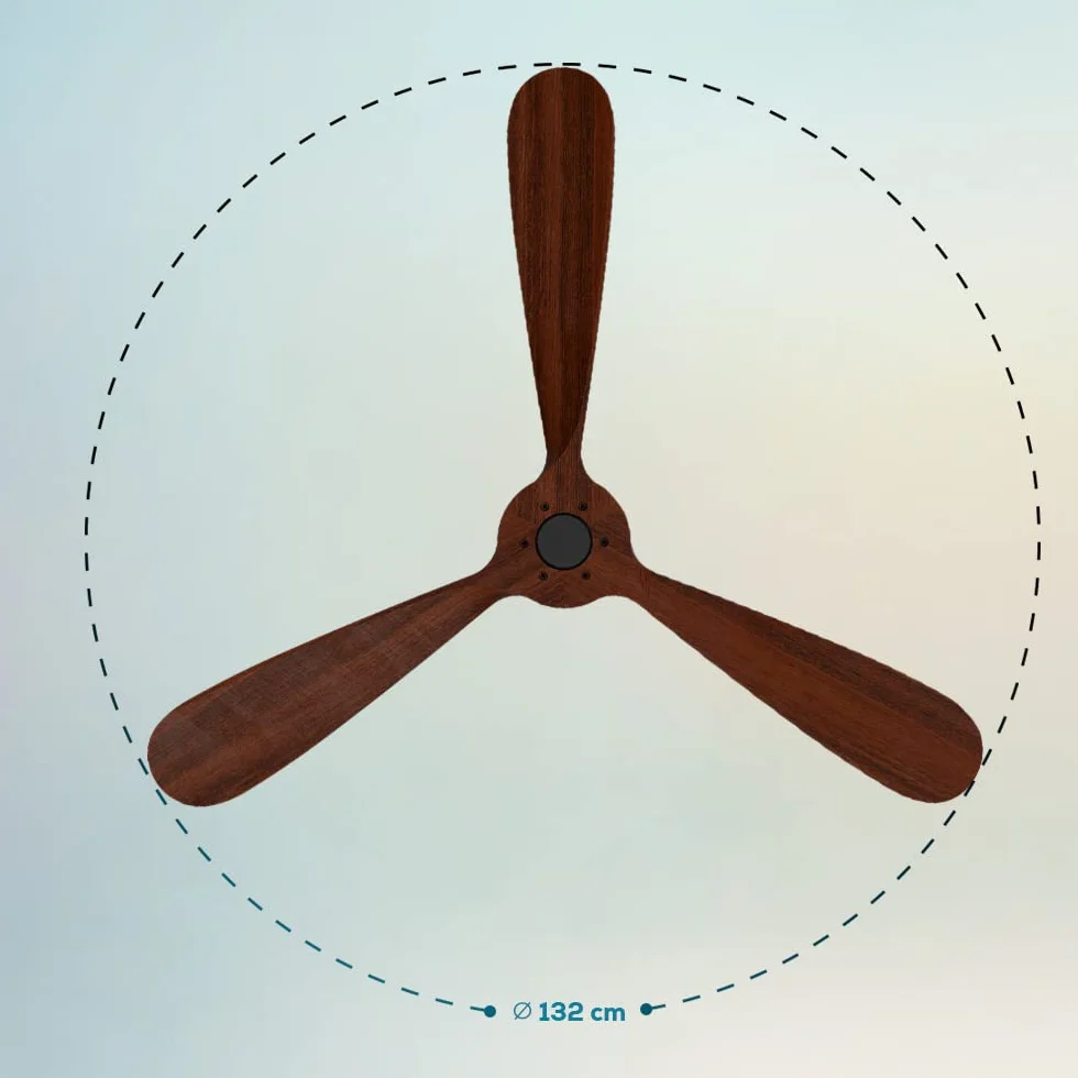Cecotec Wentylator sufitowy z pilotem i Wifi EnergySilence Aero 5500 Black Aqua Connected. 40 W, Średnica 52", 3 łopatki, Ochrona IP44, Tryb zimowo-letni, Timer