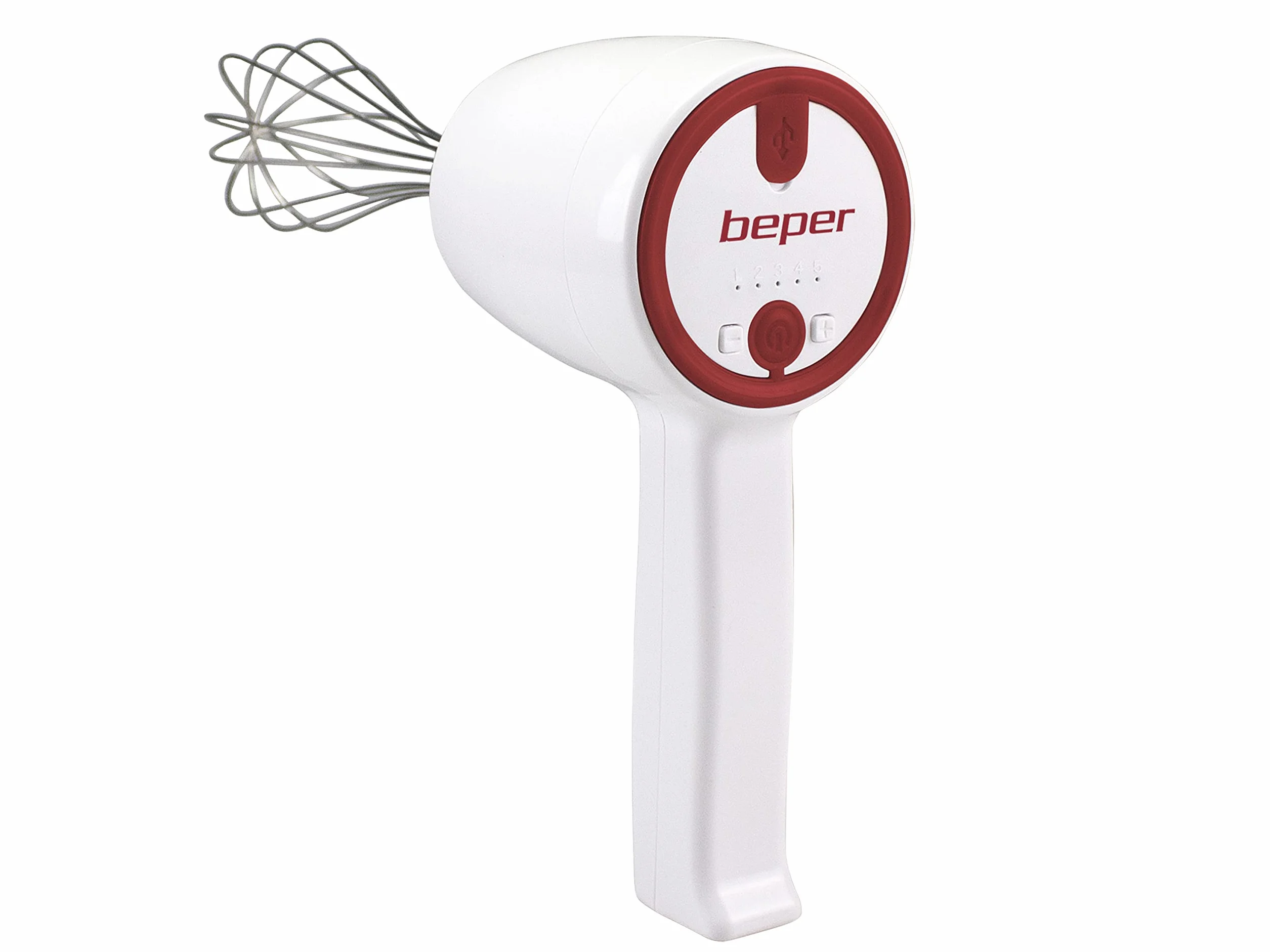 BEPER P102SBA007 Mikser ręczny 20 W 2 baty stal nierdzewna 5 prędkości USB