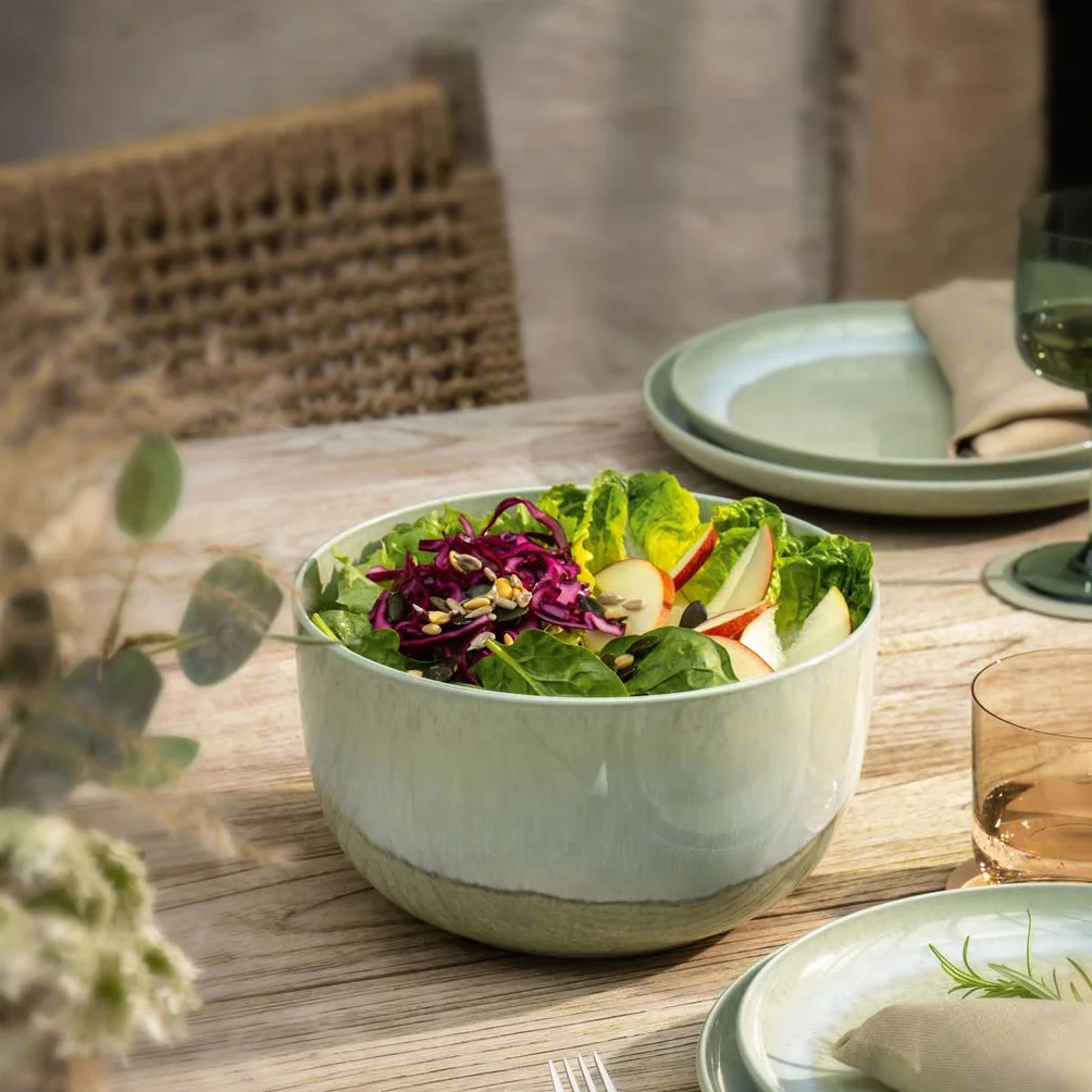 Villeroy & Boch – Perlemor Alga miska do serwowania Ø 23 cm, duża miska z porcelany Premium, można myć w zmywarce, można używać w kuchence mikrofalowej, zielona