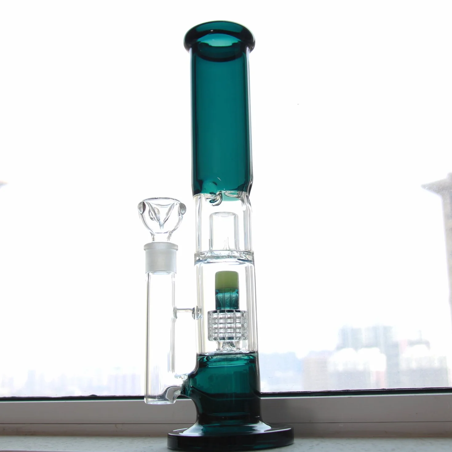 Duże bongo grawitacyjne szklane bongo z perkolatem tornado, zielone bonga wodne z miską na bonga 18 mm, wysokość 33 cm, waga 850 g, szklana rurka do palenia fajki wodnej, szklane bongi, platforma
