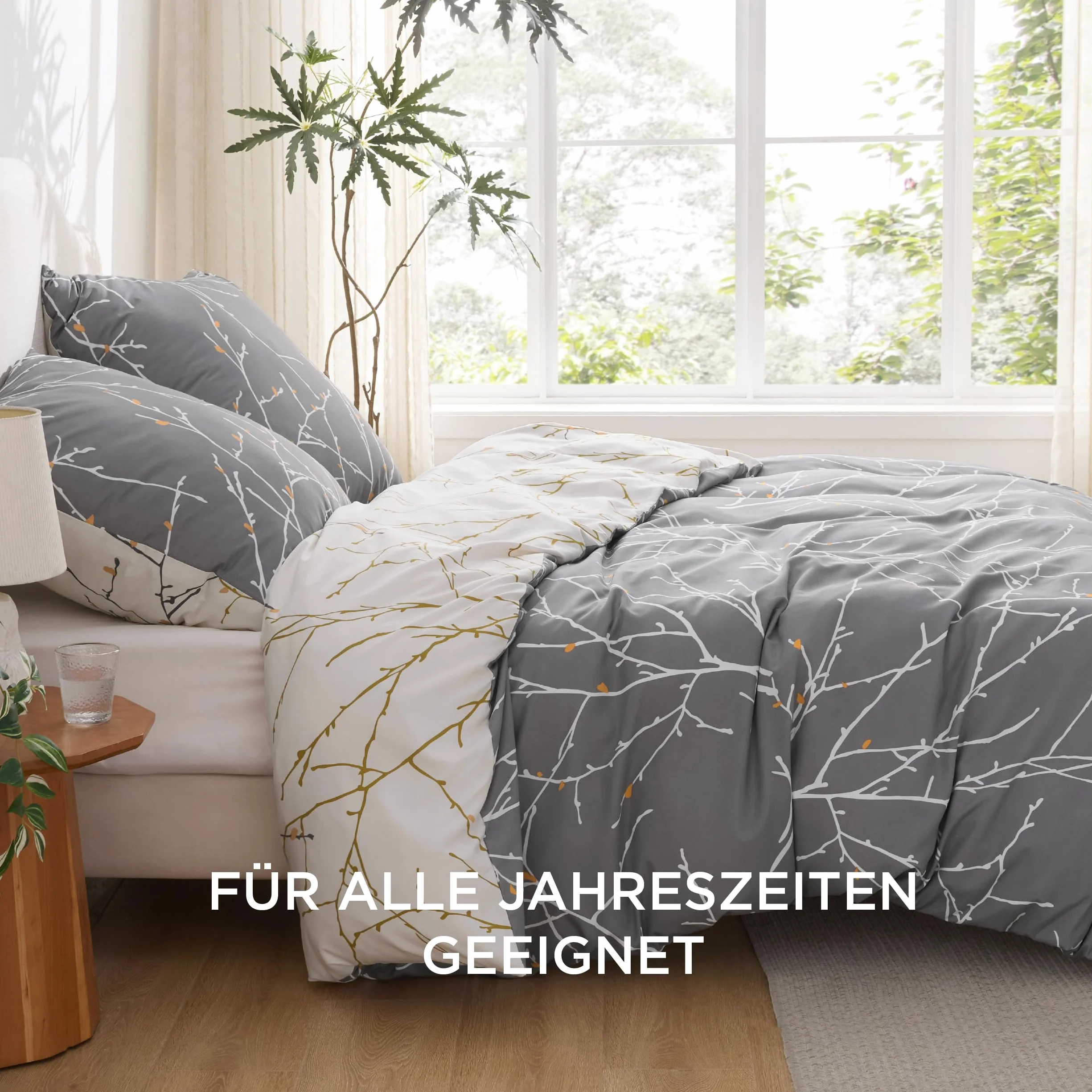 Bedsure Pościel z mikrofibry, 155 x 220 cm, zestaw 3-częściowy: 1 poszewka na kołdrę i 2 poszewki na poduszkę 80 x 80 cm