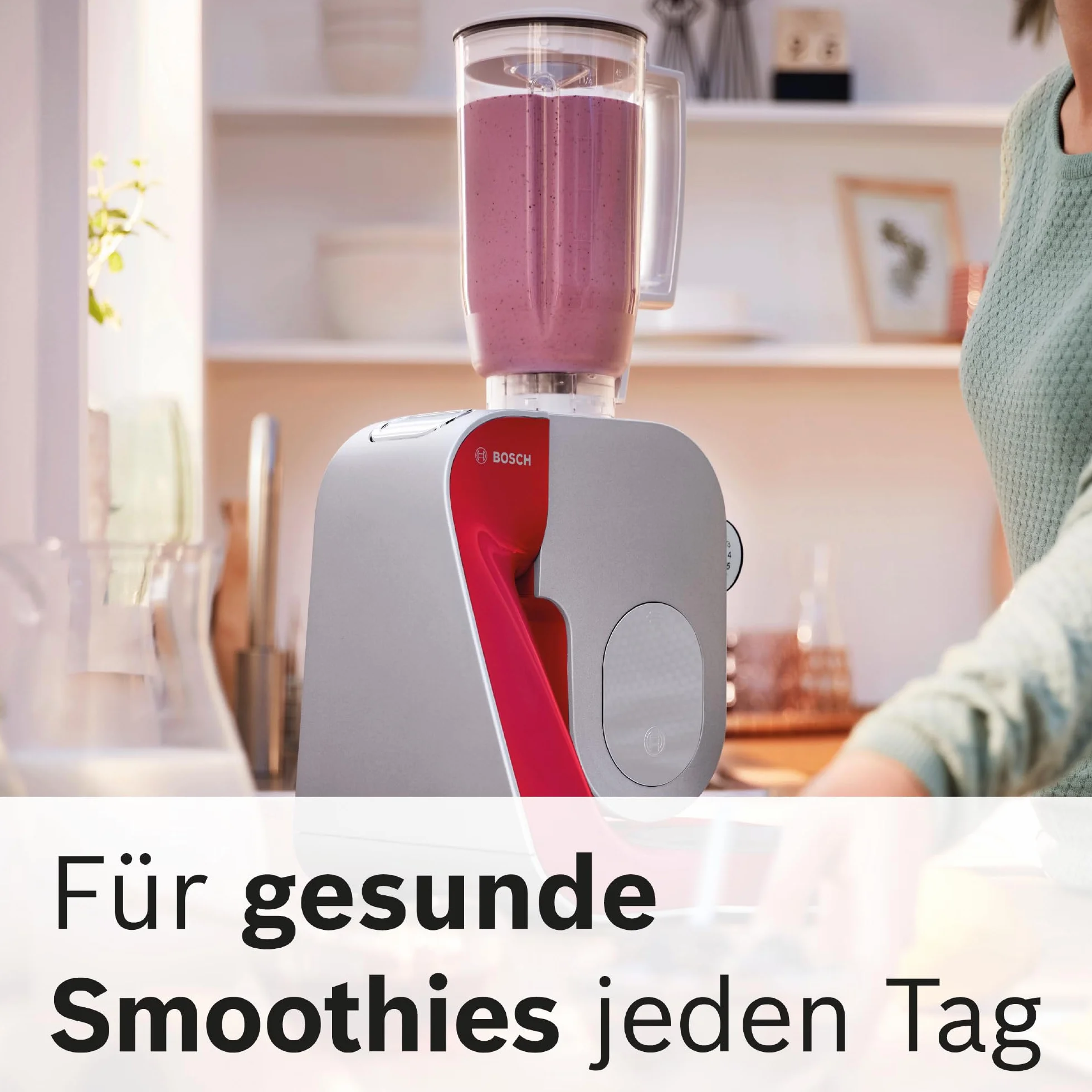 Bosch MUM5 wielofunkcyjny robot kuchenny, 1000W, maszynka do krojenia i ubijania, mikser planetarny, hak do ciasta, rozdrabniacz do owoców i warzyw, misa 3,9l, kolor czerwony, srebrny, MUM58720