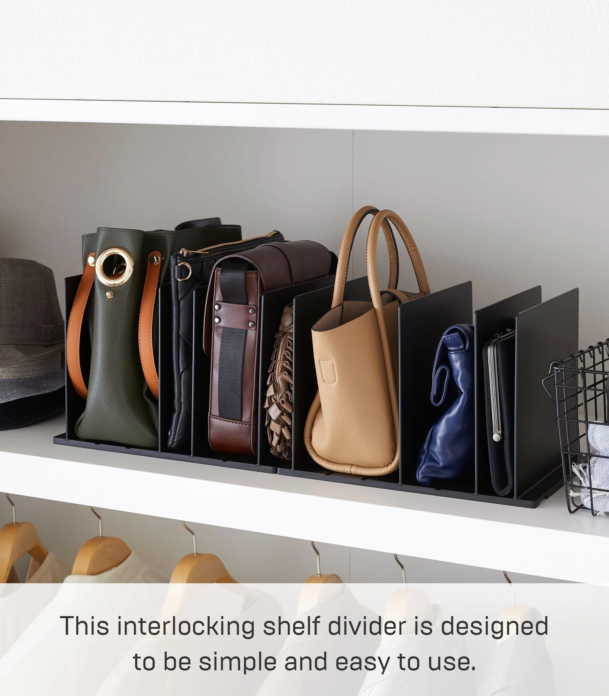 YAMAZAKI 4957 Smart organizer kieszonkowy (zestaw 2 szt.), czarny, żywica ABS, minimalistyczny, 31,8 x 24 x 21 cm