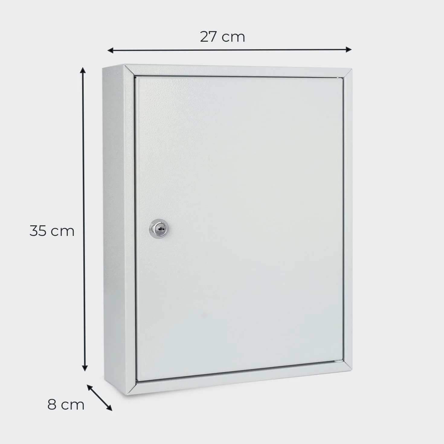HMF 13542-07 szafka na klucze, 42 haczyki, regulowane listwy z haczykami, 35,0 x 27,0 x 8,0 cm, jasnoszary