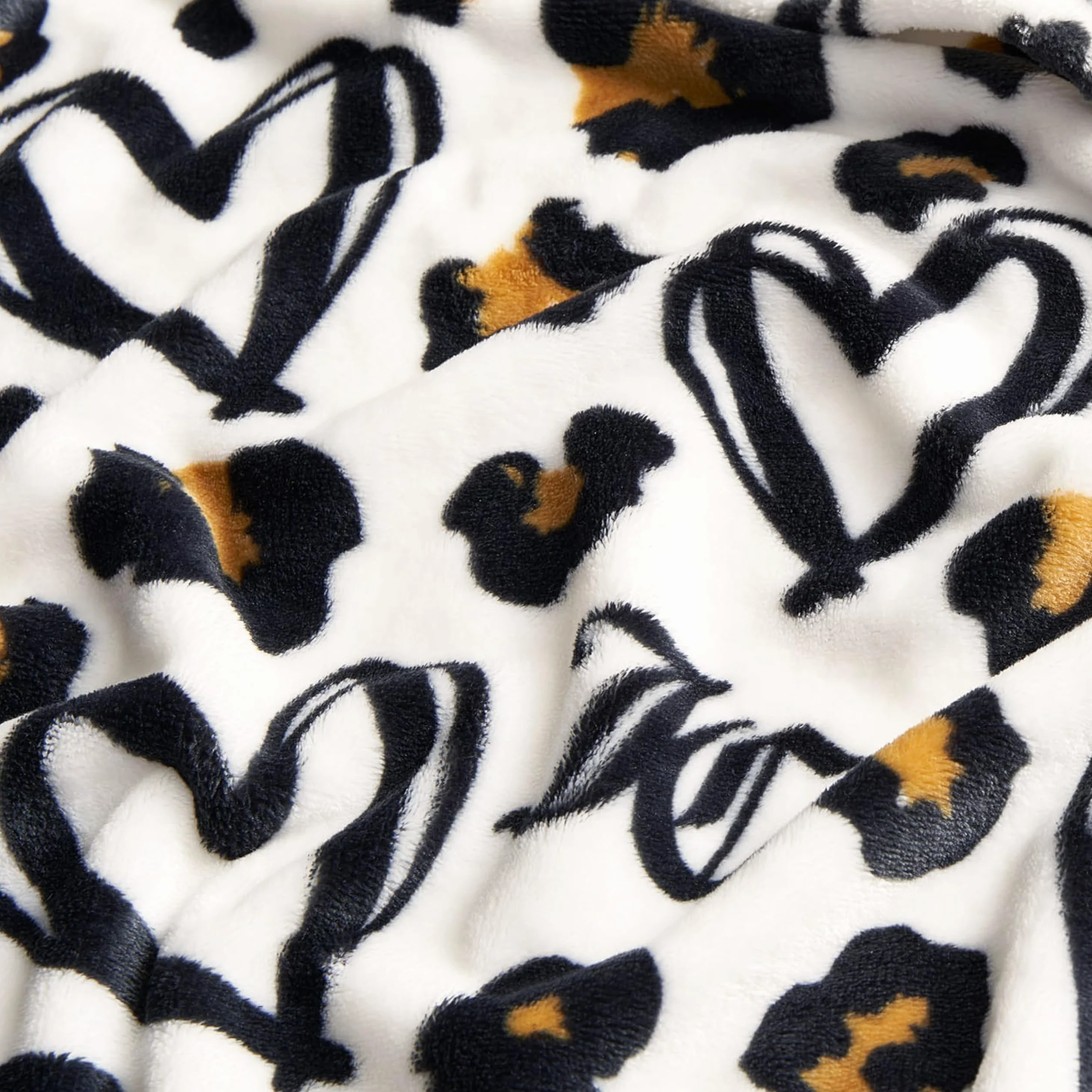 Juicy Couture Doodle Cheetah Heart 127 cm x 178 cm pluszowy koc, biały – dekoracyjne koce na sofy, narzuty na krzesła i łóżka