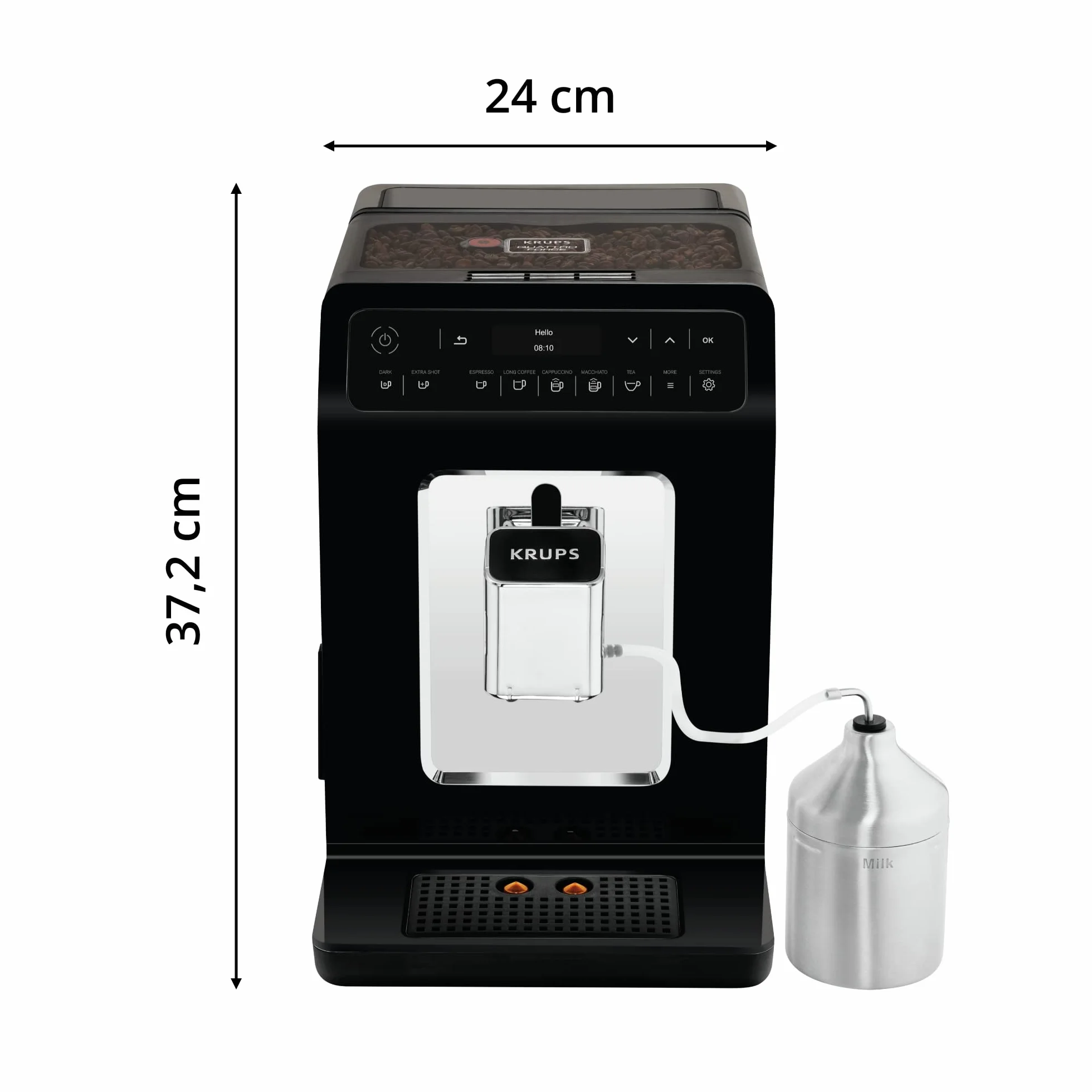 Krups EA8918 Evidence w pełni automatyczny ekspres do kawy | wyświetlacz OLED Barista Quattro Force Technology | 12 kawa | 3 odmiany herbaty | cappuccino jednym dotknięciem | funkcja 2 filiżanek | czarny