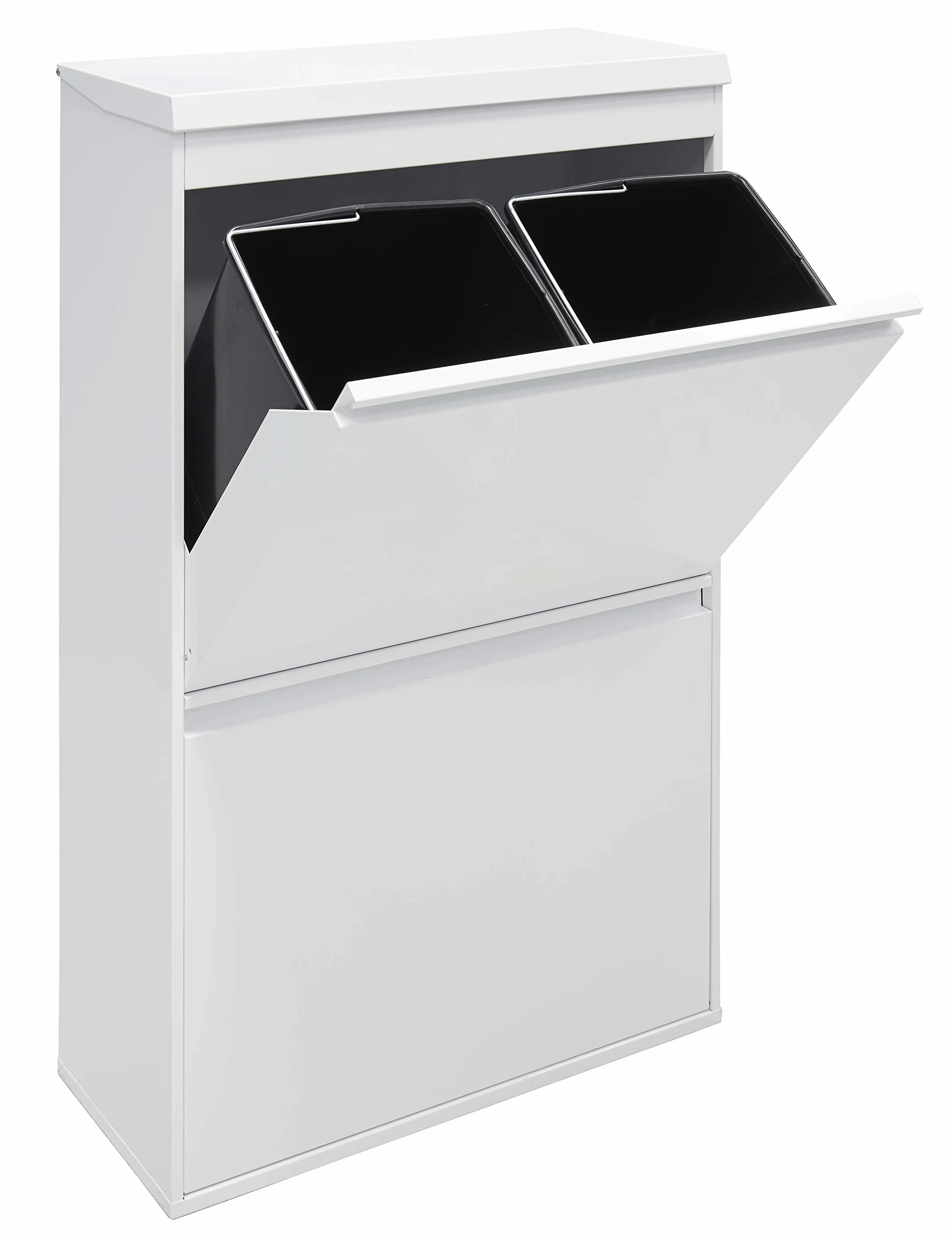 ARREGUI Top CR621-B system segregacji śmieci ze stali z pudełkiem do przechowywania z pokrywką | 4 przegródki do kuchni | 4 pojemniki na śmieci | wyjmowany kosz wewnętrzny z uchwytem | 4 x 17 l (68 l)