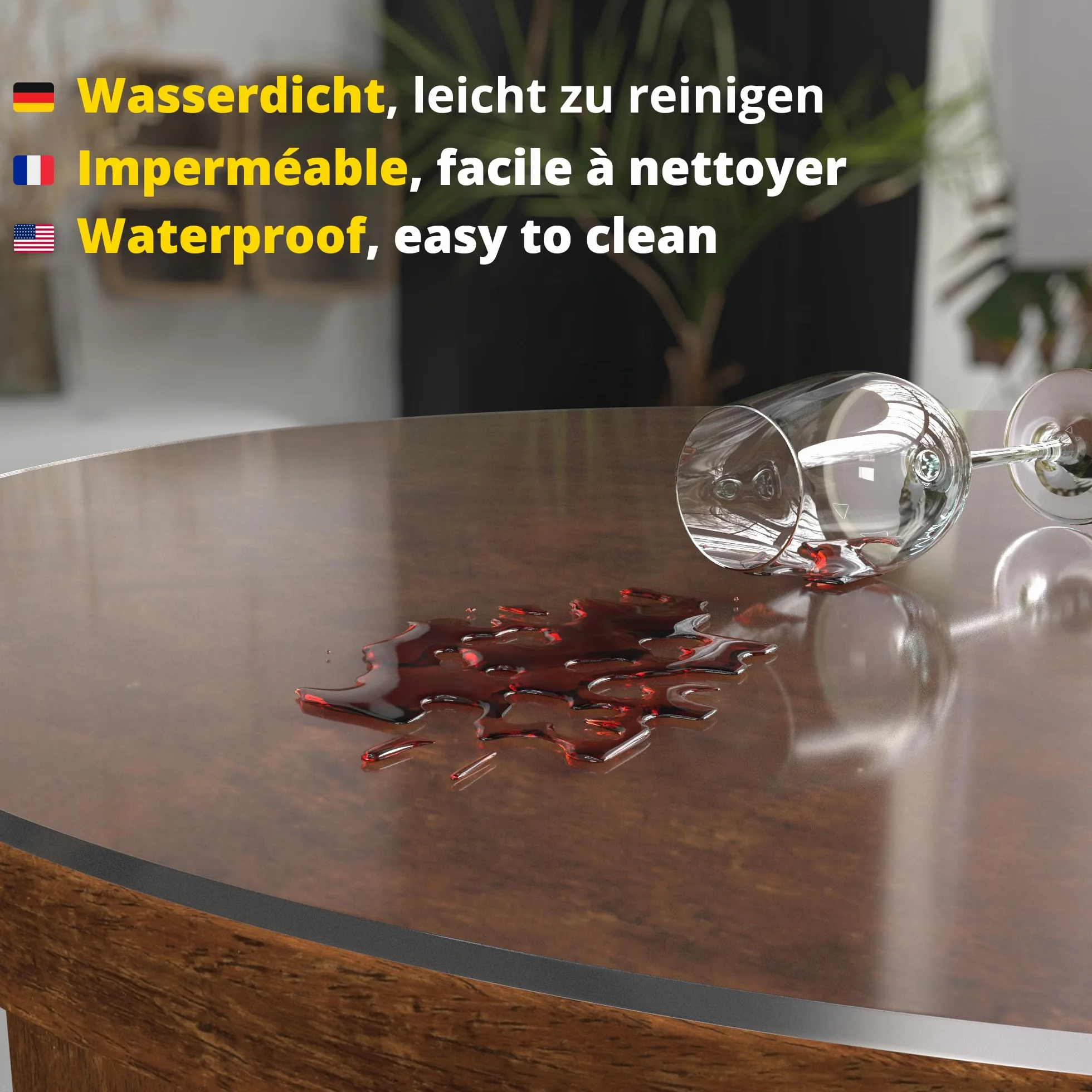 Folia Ochronna na Stół Przezroczysta 2mm Okrągła - Różne Rozmiary, Zmywalna Mata Stołowa Przezroczysta, Podkładka Na Biurko, Ochrona Stołu PVC z Fazowanymi Krawędziami