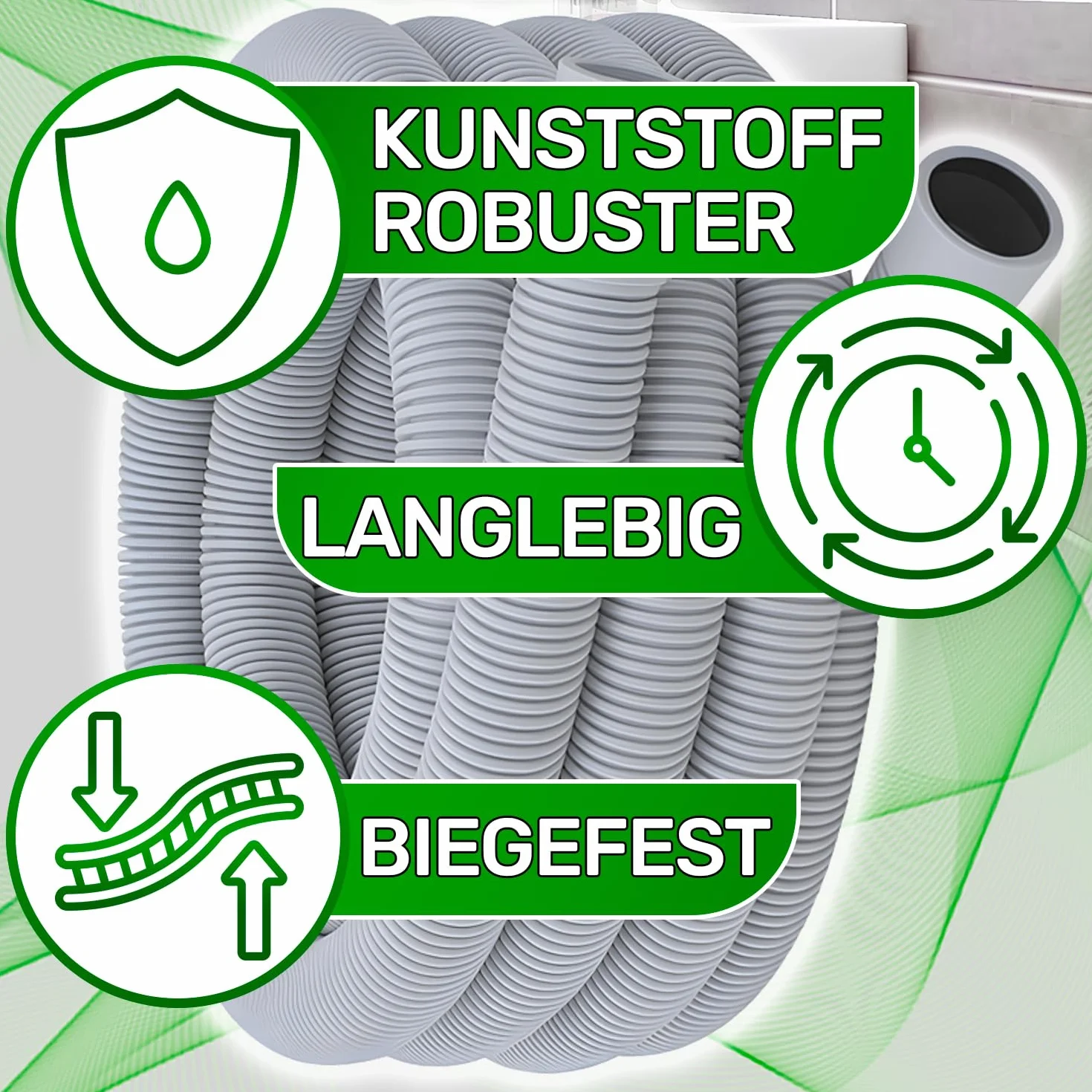 Rura Desague Pralka i zmywarka z uchwytem 2,5 m Ø 19/22 mm z oryginalnym kodem 2803800500 dla Beko 481953028962 dla Whirlpool - 5 lat - ONIX TECH