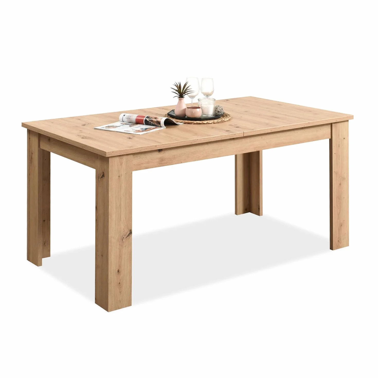 Homestyle4u Rozsuwany stół drewniany 120 x 80 cm, dąb, nowoczesny stół do jadalni i kuchni, z możliwością przedłużenia do 160 cm – dla maksymalnie 6 osób.