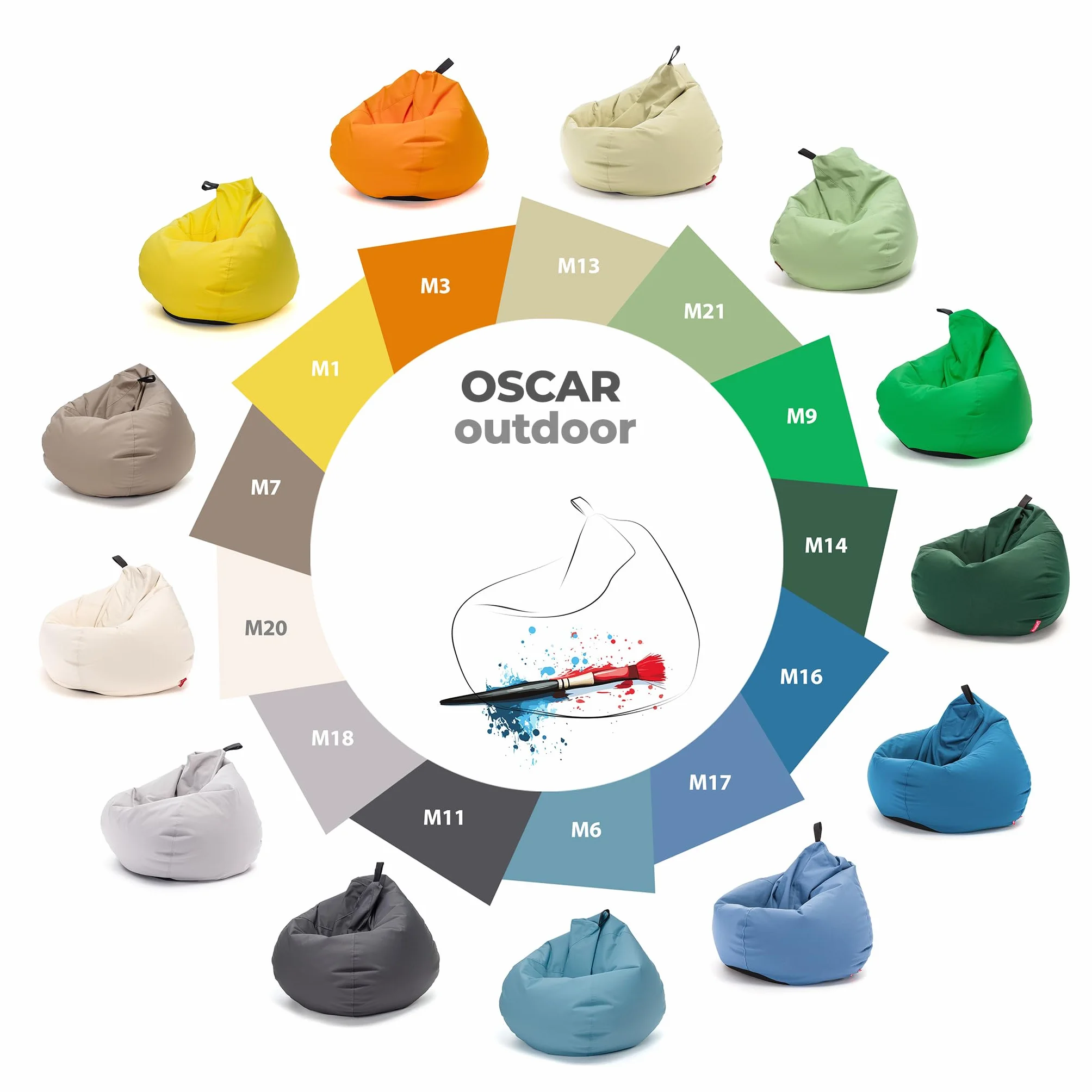 Ecopuf Oscar Outdoor - Pufa Worek, Sako, Miękki Fotel z Wypełnieniem - dla Dzieci i Dorosłych - do Domu i na Zewnątrz - z Mocnego Poliestru, z Uchwytem, Wodoodporny - 90x110cm - M1