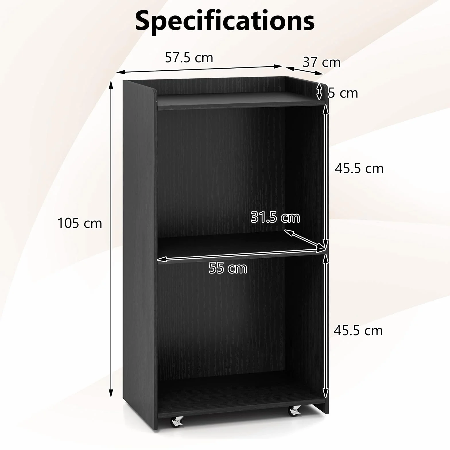 GIANTEX Podium, mobilny pulpit mówniczy z zamykanymi kółkami, stojak na podium z drewna, biurko stojące do sali konferencyjnej, szkoły i kościołów, 57,5 x 37 x 105 cm (czarne)