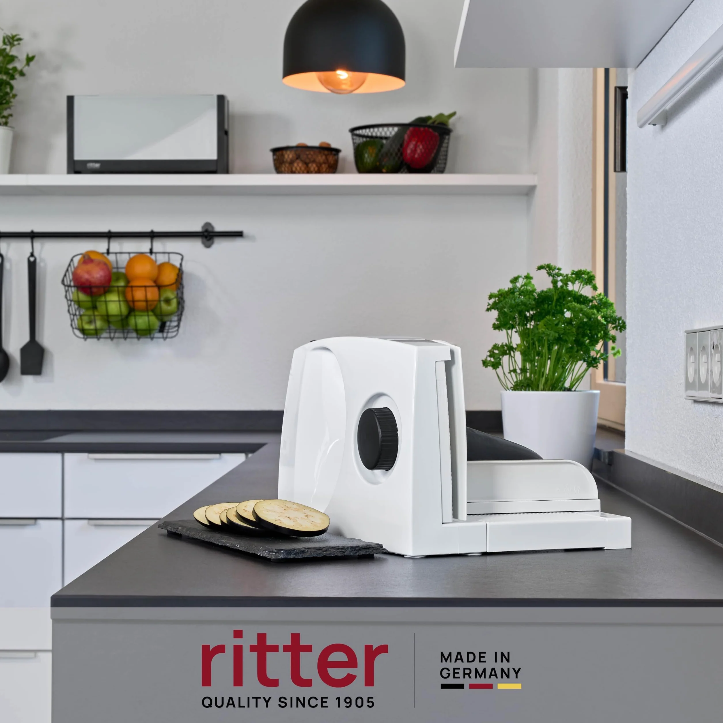 ritter markant 05 składana elektryczna krajalnica do chleba, wędlin i sera z silnikiem Eco, Made in Germany
