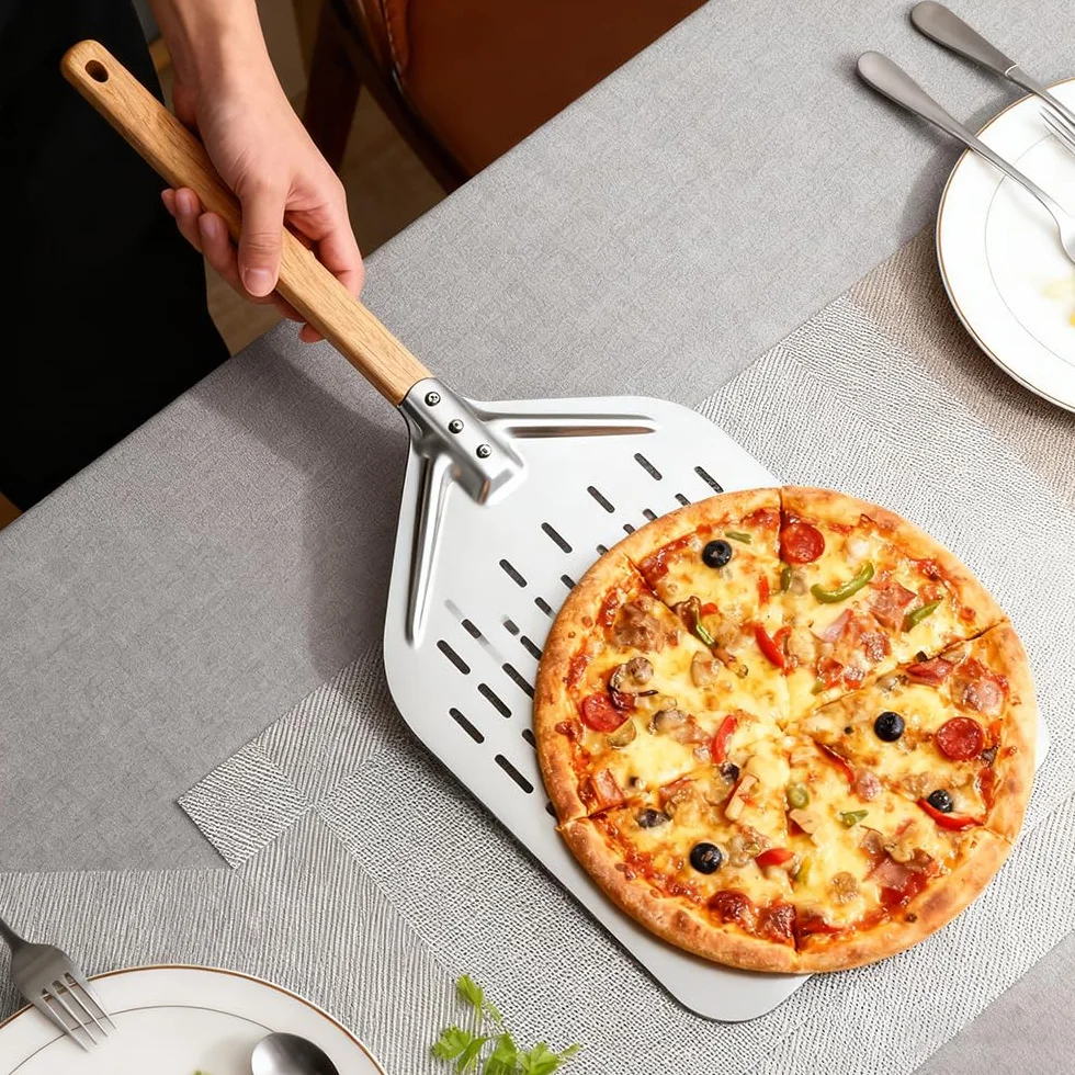 Łopata do pizzy, 40 x 30 cm, 12 cali, aluminiowa łopata do pizzy z dużą powierzchnią i zdejmowanym uchwytem, dla profesjonalistów i amatorów, srebrna