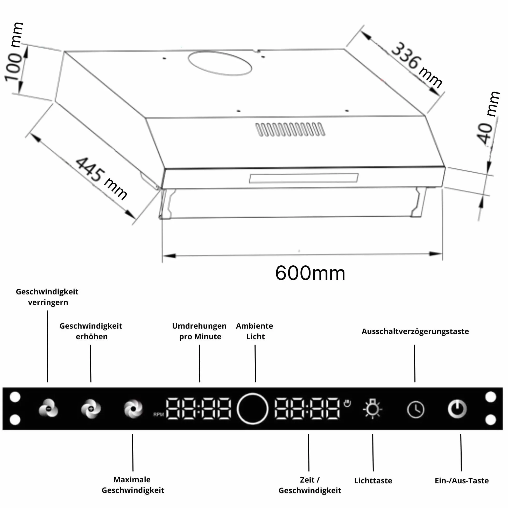 okap kuchenny 60 cm, okap z obiegiem/wywiewem z potężną wydajnością ssącą 650 m³/h, podwójny silnik, sterowanie gestami, wielofunkcyjny ekran dotykowy (srebrny 60 cm)
