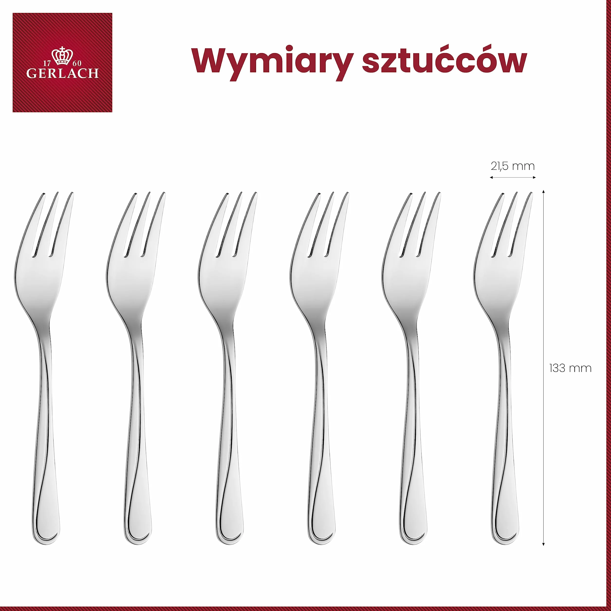 Gerlach Mango Sztućce, Srebrny, 6 Sztuk