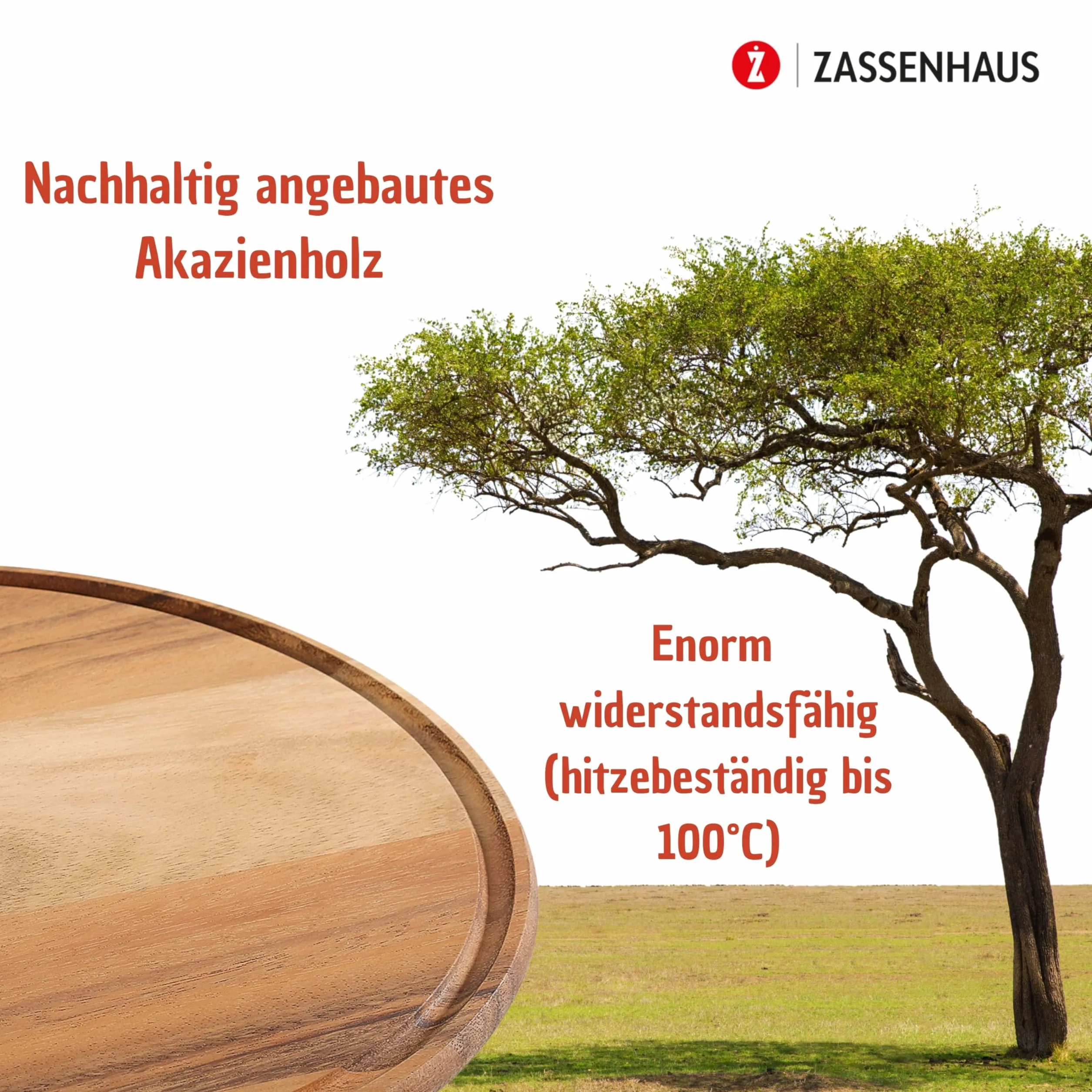 Zassenhaus Talerz do pizzy o średnicy 33 cm, łopatka do pizzy z ekologicznie uprawnego drewna akacjowego, okrągła taca drewniana z rowkiem na sok, deska do serwowania pizzy lub tarta, drewniana deska