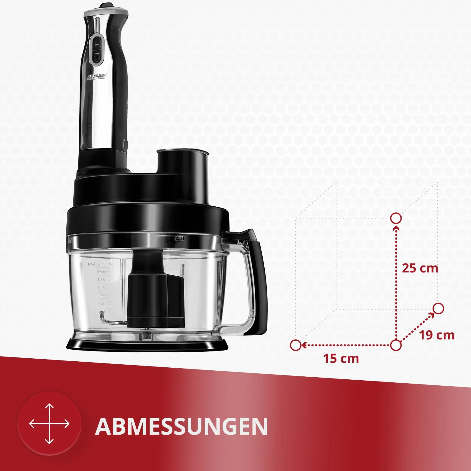 MPM MRK-17 Robot kuchenny, wielofunkcyjne, Akcesoria ze Stali Nierdzewnej Odpowiednie Zmywarce, Ubijanie, Siekanie, Rozdrabnianie, Krojenia Ziemniaków, Warzyw i Owoców, 800W