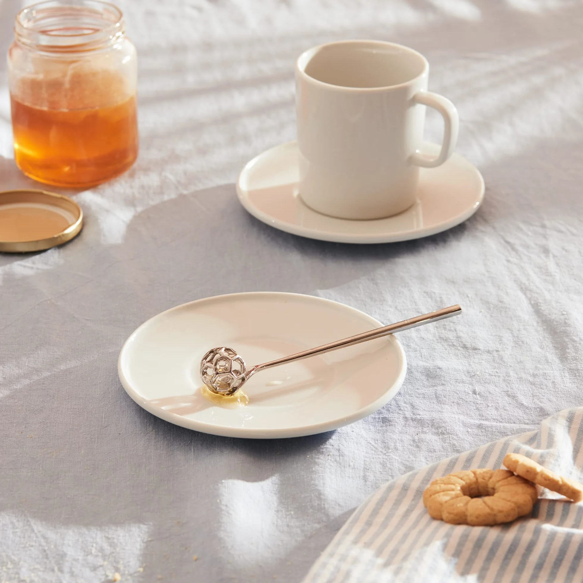 Alessi MMI28 Acacia Honey Dipper ze stali nierdzewnej 18/10, polerowana, stal 18-10, srebrny
