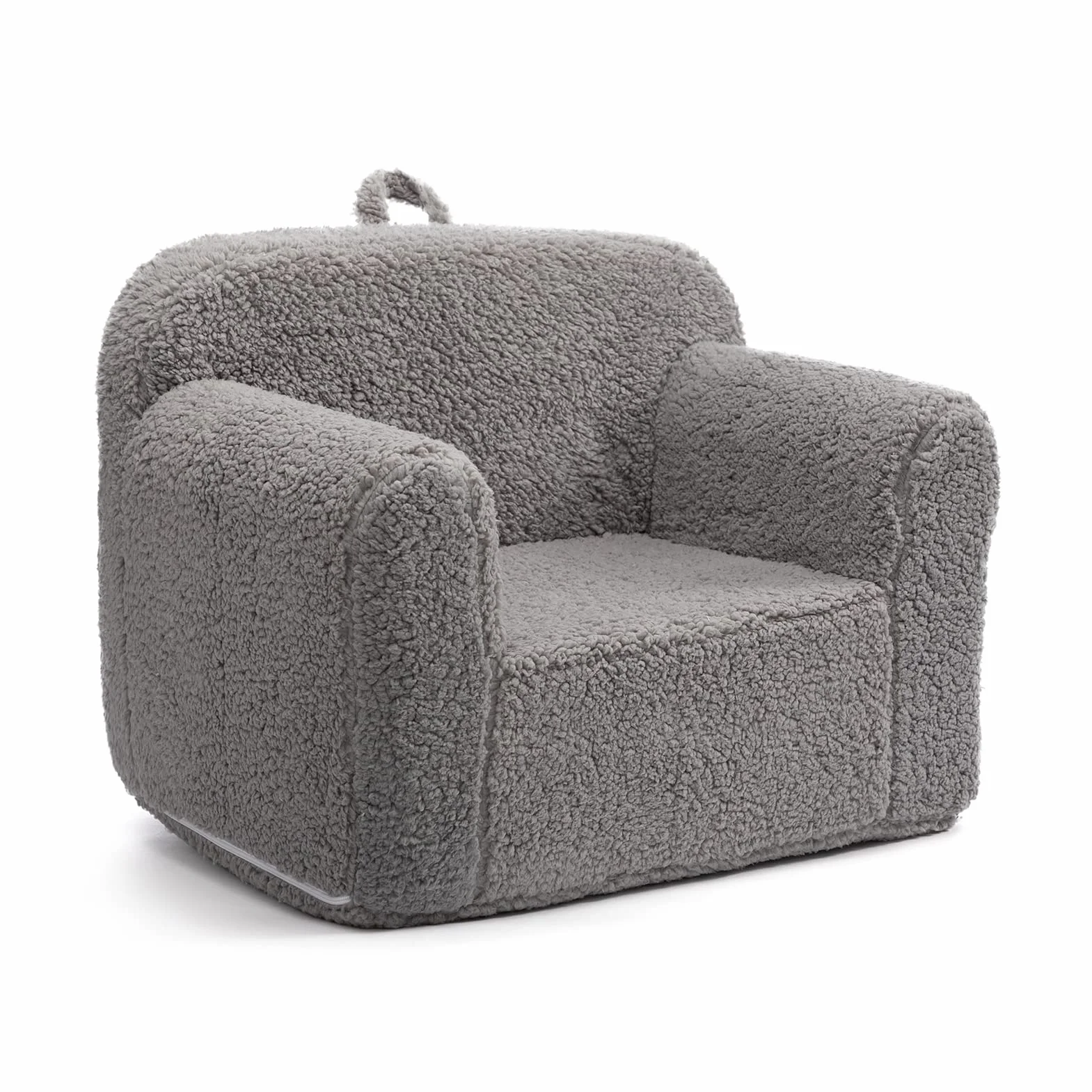 BEJOY Sofa dziecięca – ultra miękki fotel dziecięcy wypełniony pianką, przytulna kanapa do czytania Sherpa dla dziewcząt i chłopców, kolor szary