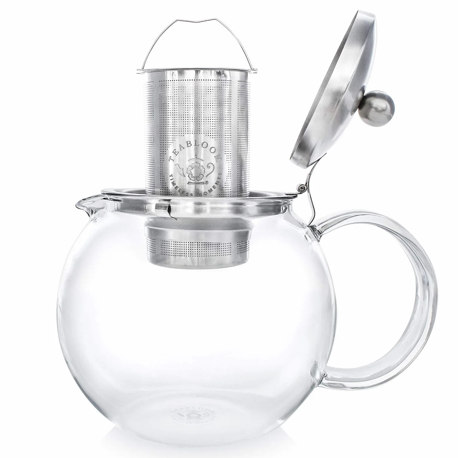 Teabloom Classica - żaroodporny szklany czajniczek 1200 ml - wyjmowany zaparzacz ze stali nierdzewnej 1,2 l