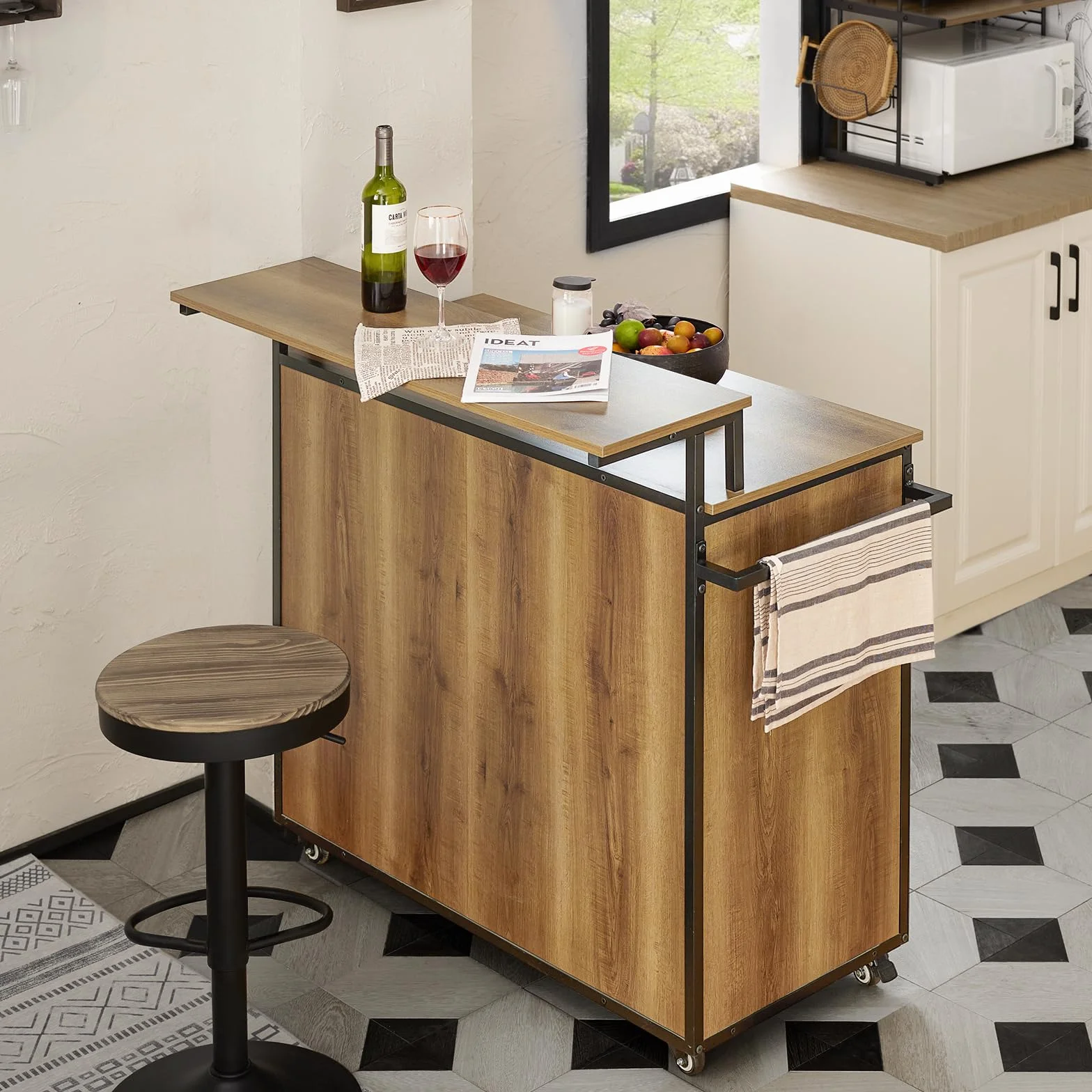 SoBuy KNL02-PF Szafka Kuchenna Wyspa Kuchenna Kredens Stół Barowy 69 x 113 x 106 cm