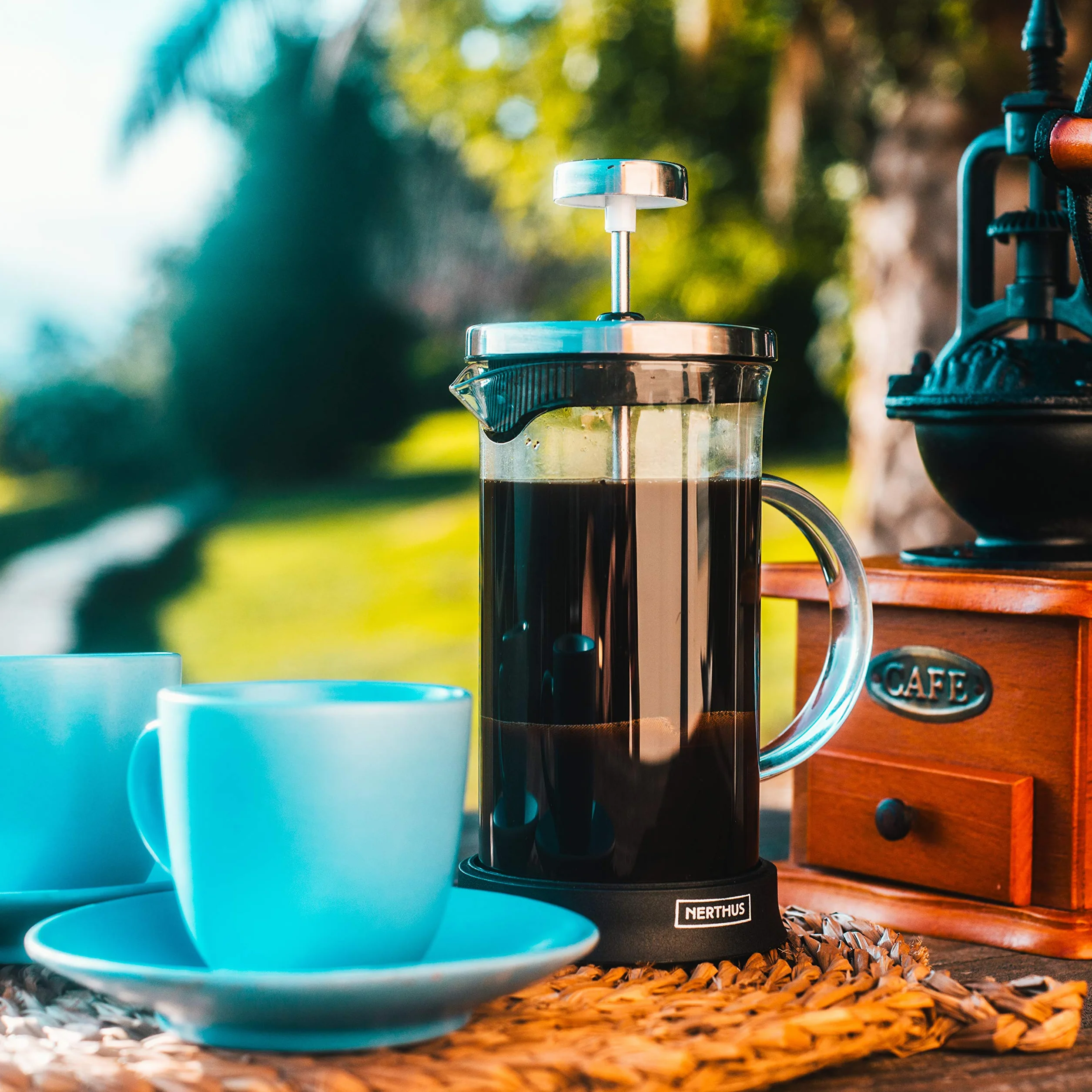 Nerthus FIH 662 french press 350 ml szklany ręczny zaparzacz do kawy z tłokiem