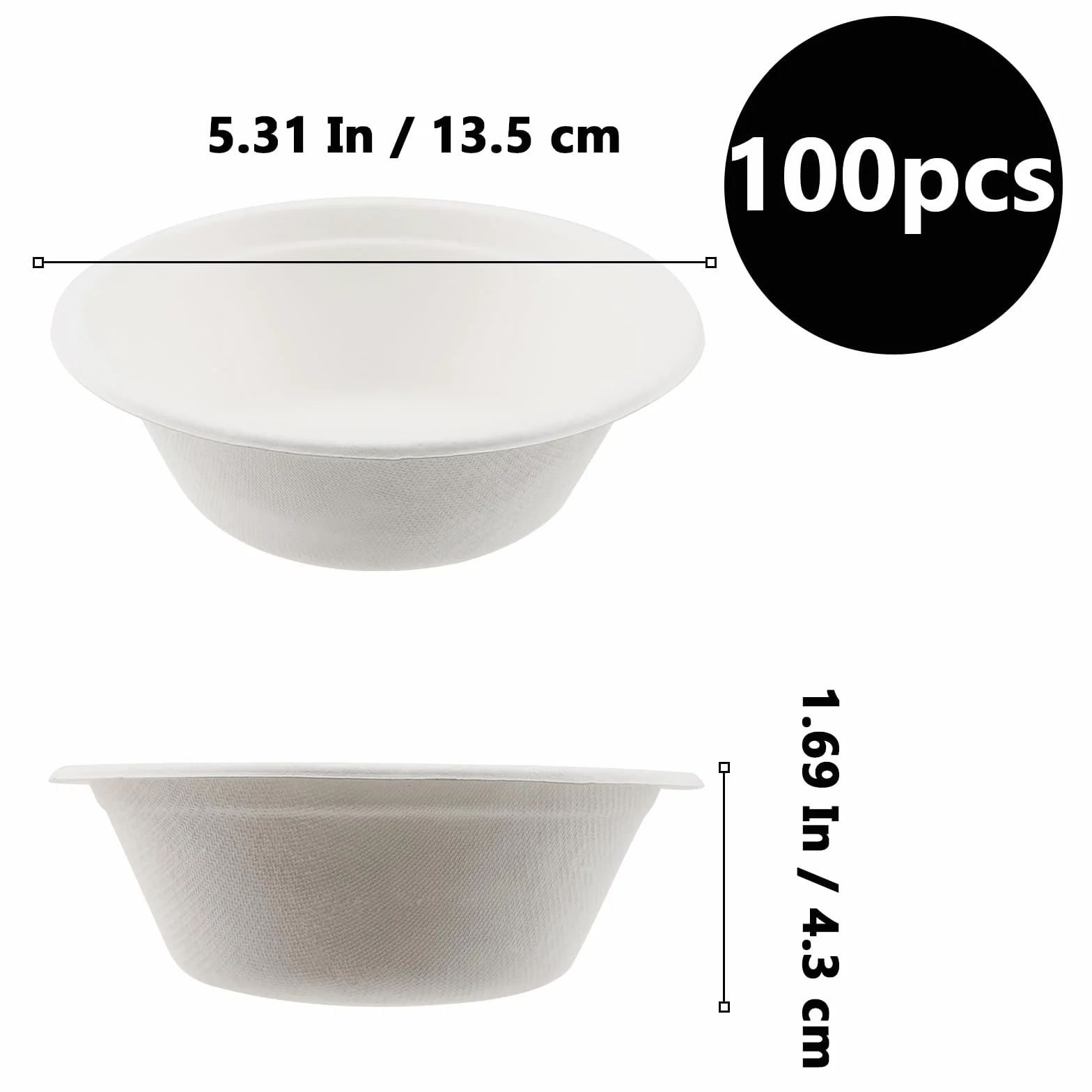 100 sztuk jednorazowych misek na zupę, z kartonu, 350 ml, jednorazowe miski na piknik, urodziny, grillowanie i imprezę