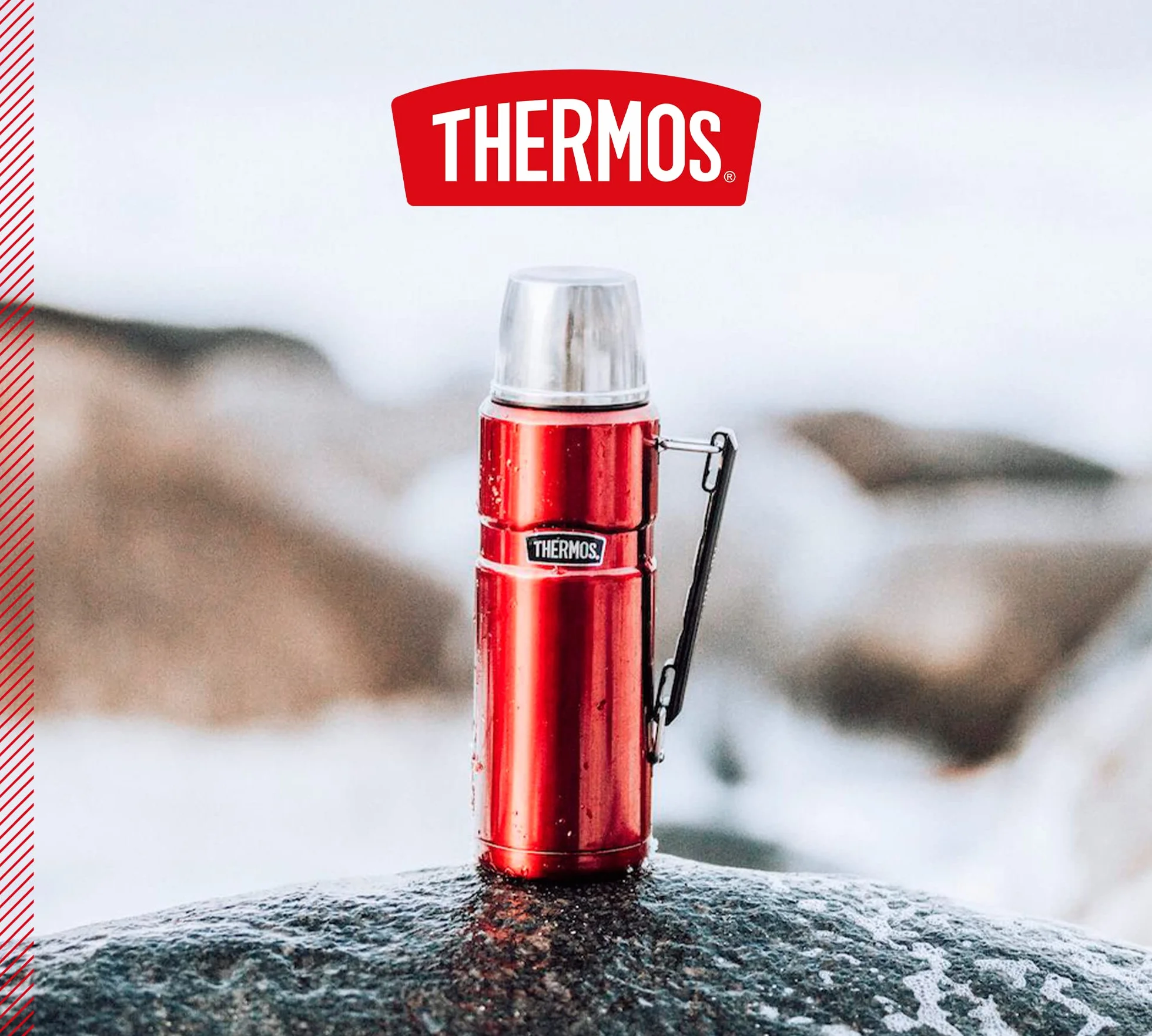 Thermos Stainless King Termos, Czerwony (Cranberry), 1.2L