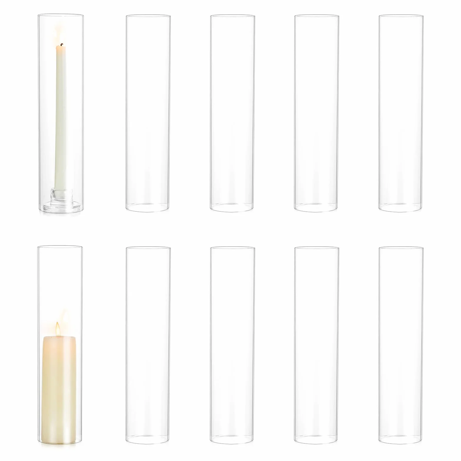 Hewory szklane cylinder do świec, bez dna, dekoracji weselnych, świeczników ze szkła do stołu, Boże Narodzenie