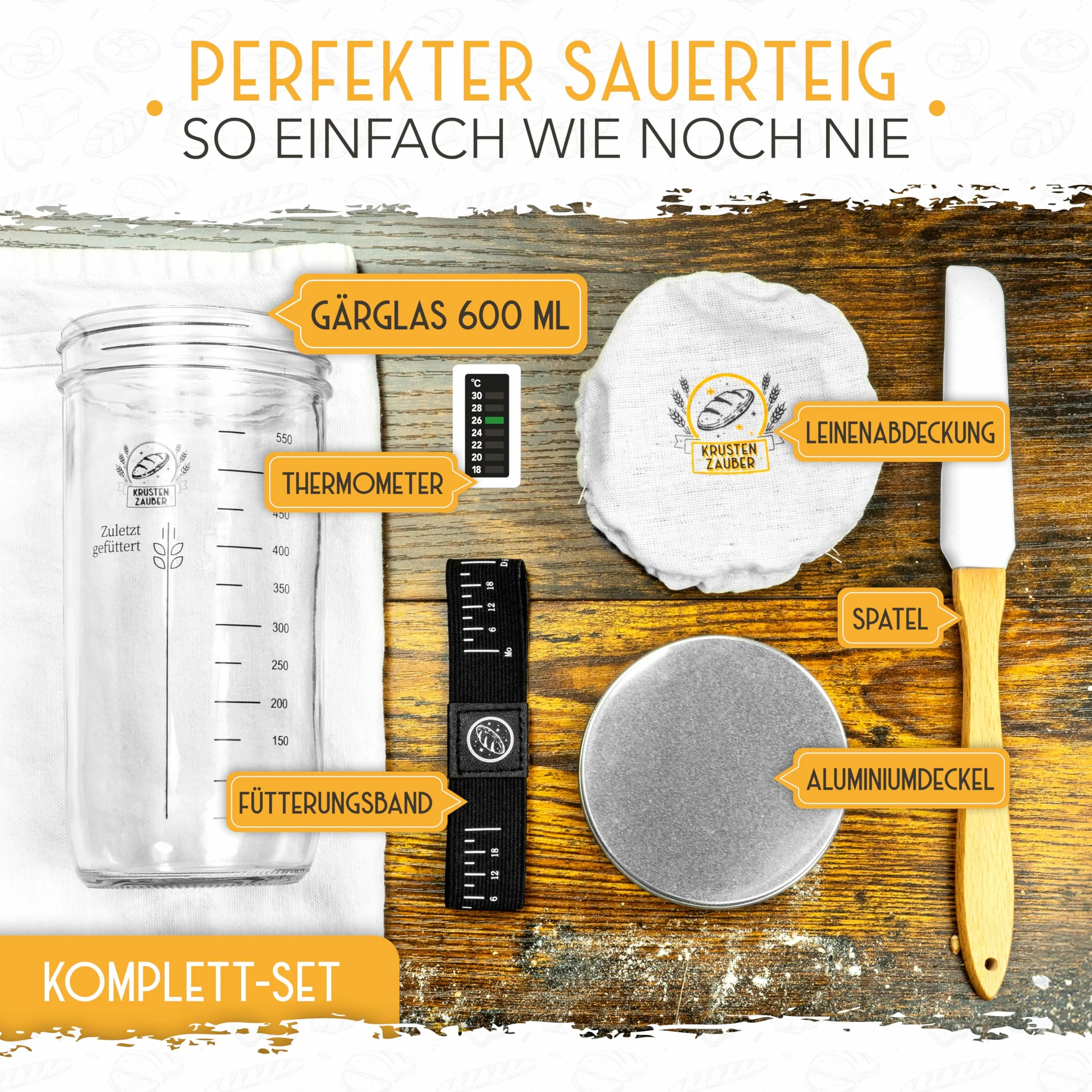 KRUSTENZAUBER 2-częściowy zestaw koszyków do garowania 600 ml na zakwas z rattanu