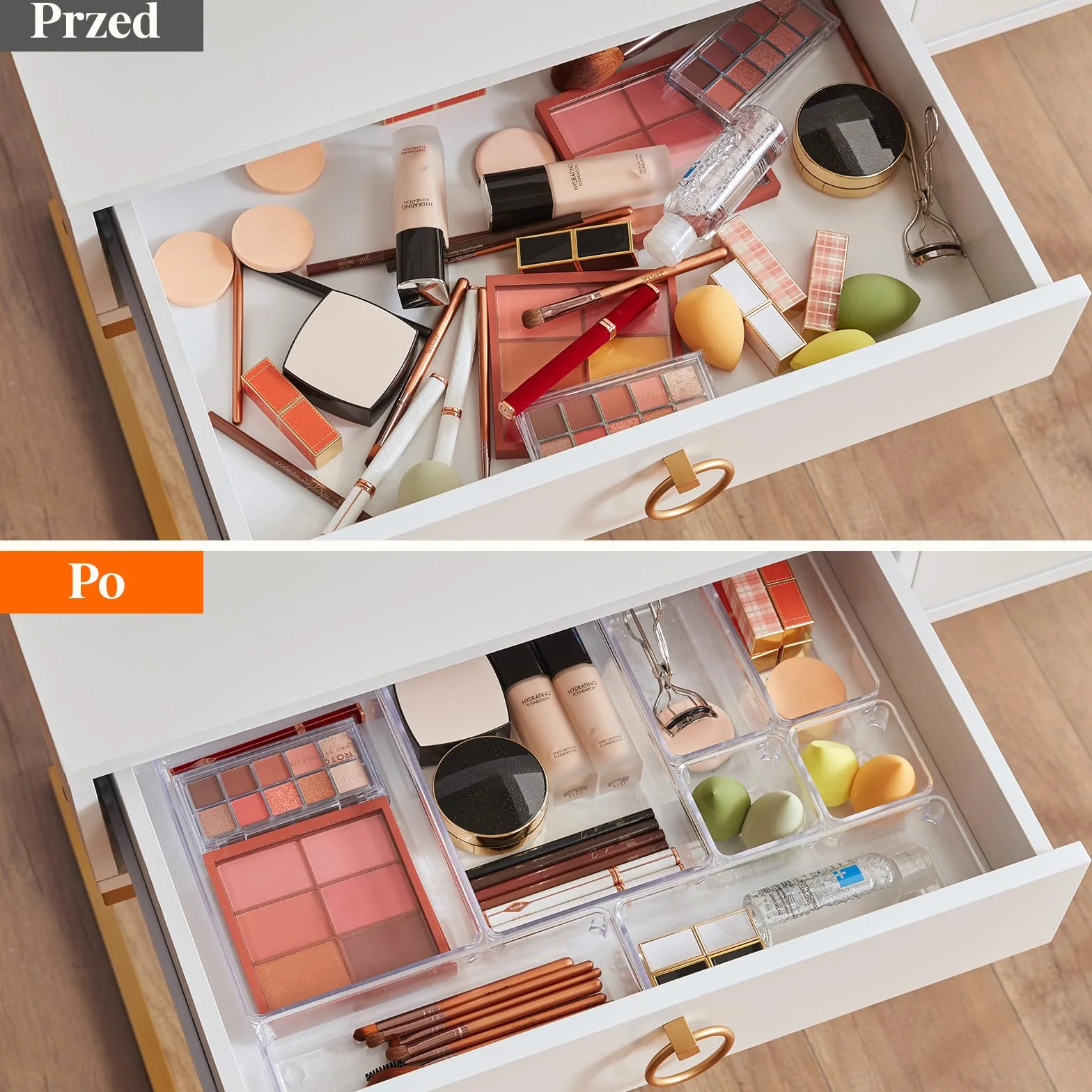 Lifewit 11 PCS Zestaw Organizer Szuflada Zestaw Jasny Plastikowy Szuflada Biurko Podziały Tace Kredens Przechowywanie Pojemniki Pudło z Podziałkami do Makijażu, Biżuterii i Gadżetów, Sypialnia, Biuro