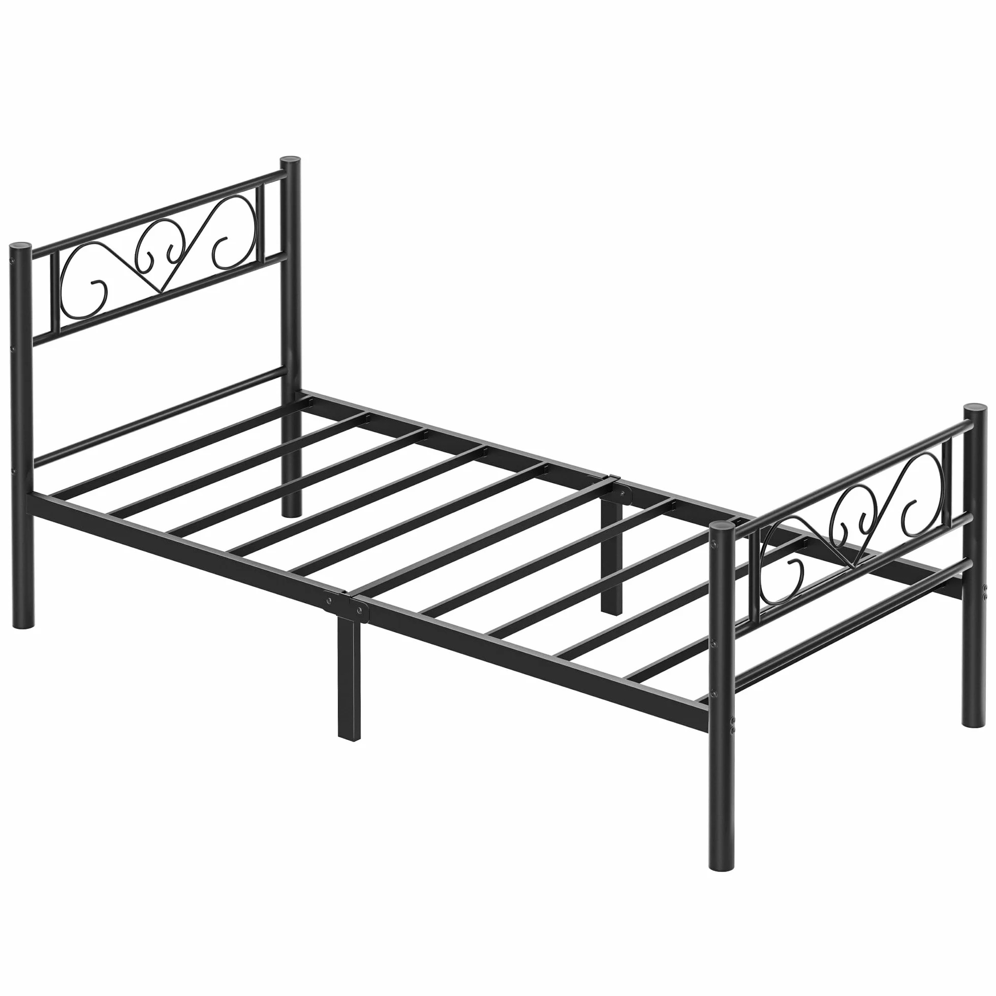 VASAGLE Rama łóżka 90 x 200 z metalowym stelażem, łóżko 1-osobowe, łatwy montaż, do małych przestrzeni, pokoju gościnnego, pokoju młodzieżowego, tusz czarny RMB062B01
