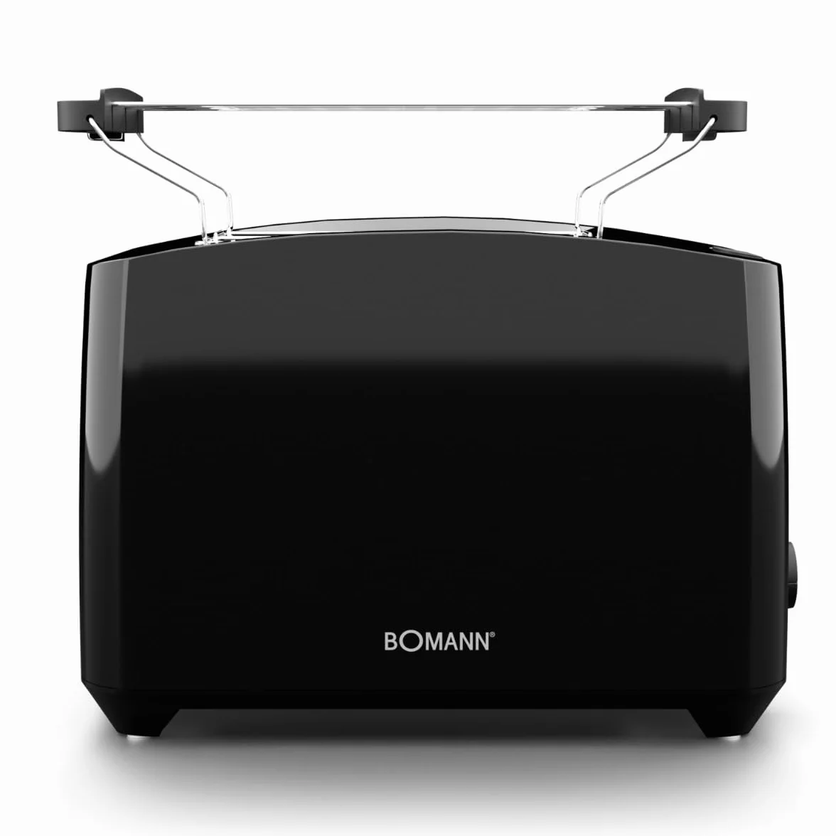 Bomann, Kompaktowy toster na 2 kromki, Rozmrażanie, Podgrzewanie, Szybkie wyłączanie, Uchwyt na bułki, TA6065CB, Czarny