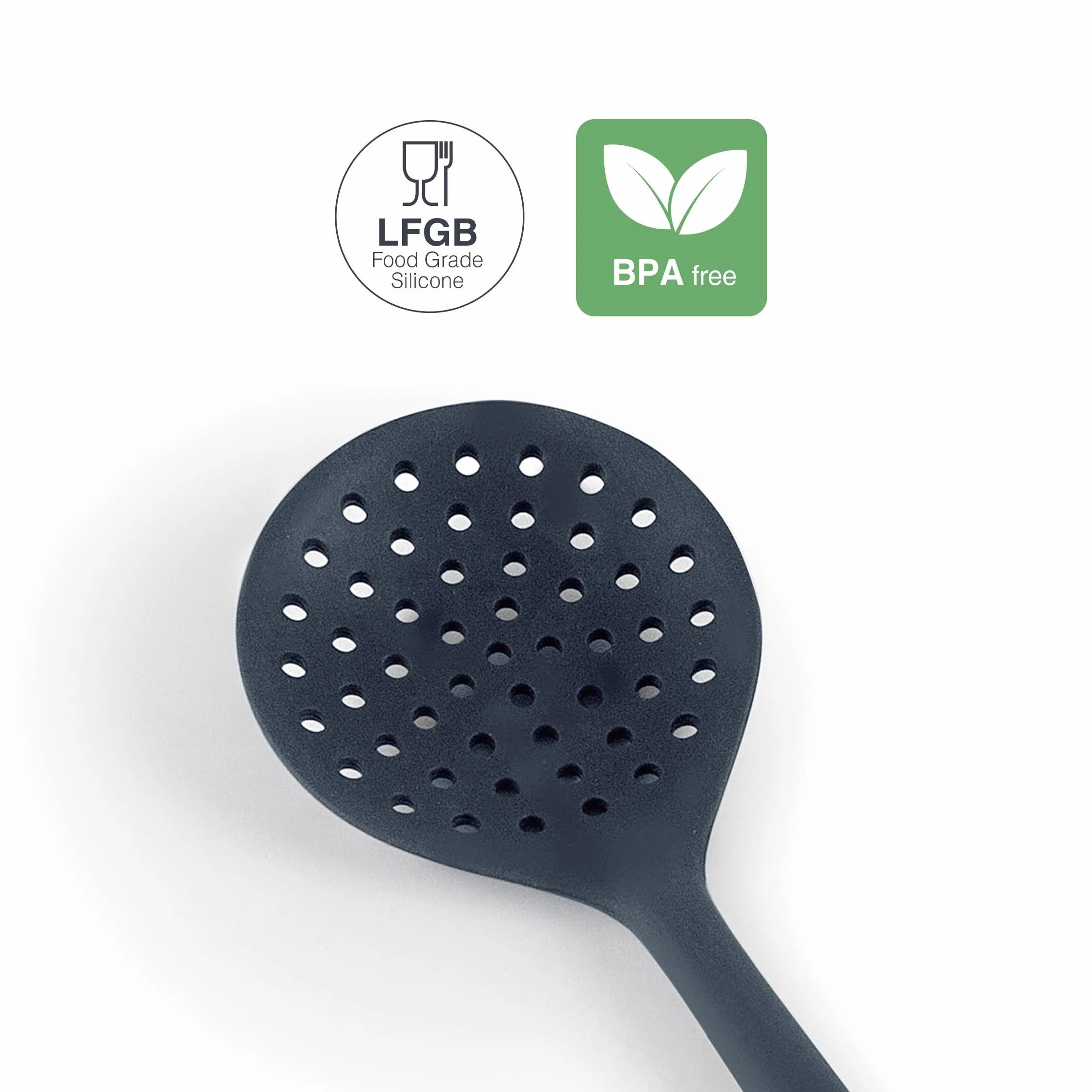 Lacor - 64467 - Szary Odpieniacz Kuchenny, Silikonowy Skimmer, Przybory Kuchenne, Ergonomiczny Uchwyt, Powłoka Nieprzywierająca, Odporny Na Wysokie Temperatury, Nadaje Się Do Mycia W Zmywarce, Długość