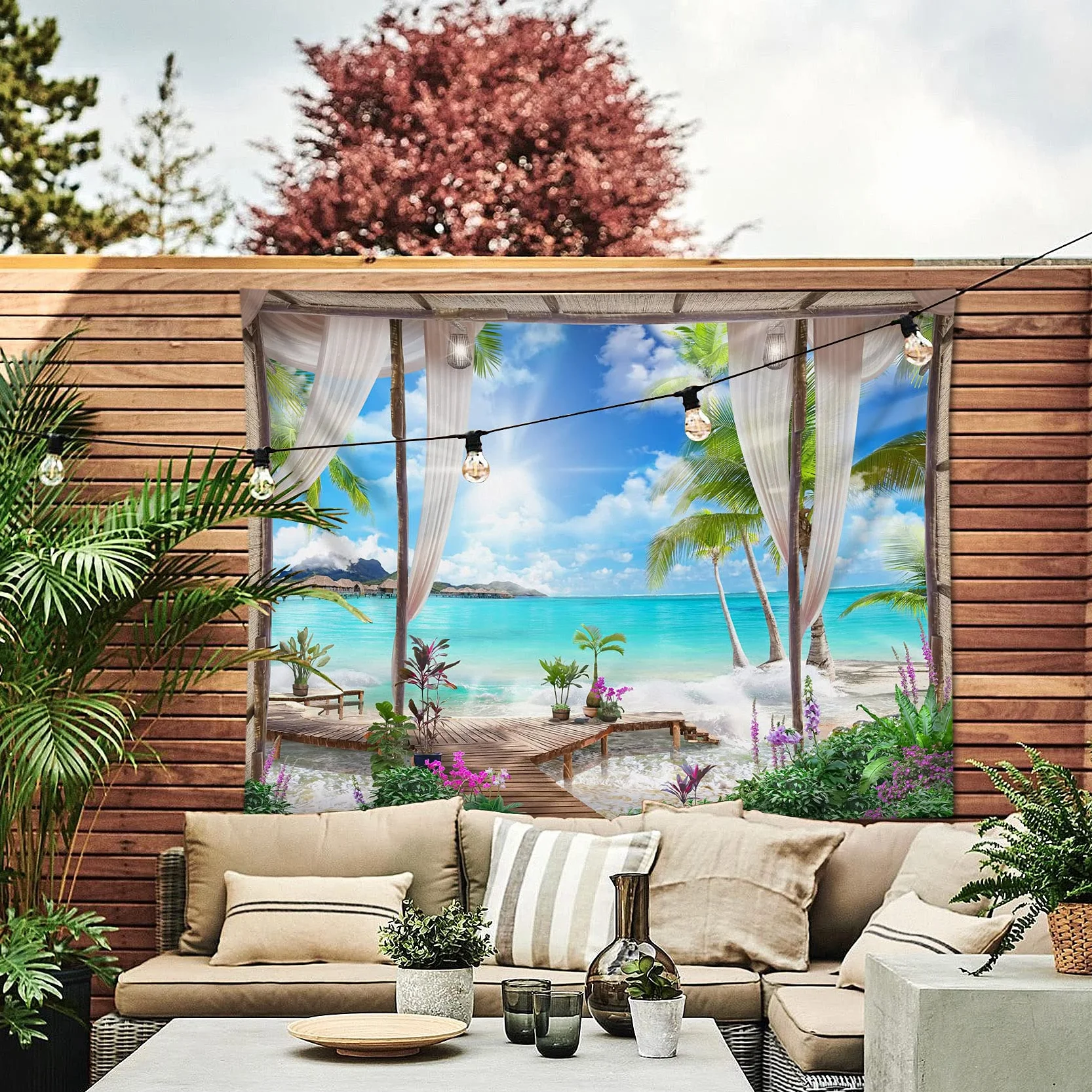 LB Gobelin Wybrzeże Morze Plaża Gobeliny Dekoracje ścienne do Salonu Sypialnia, 235x180cm