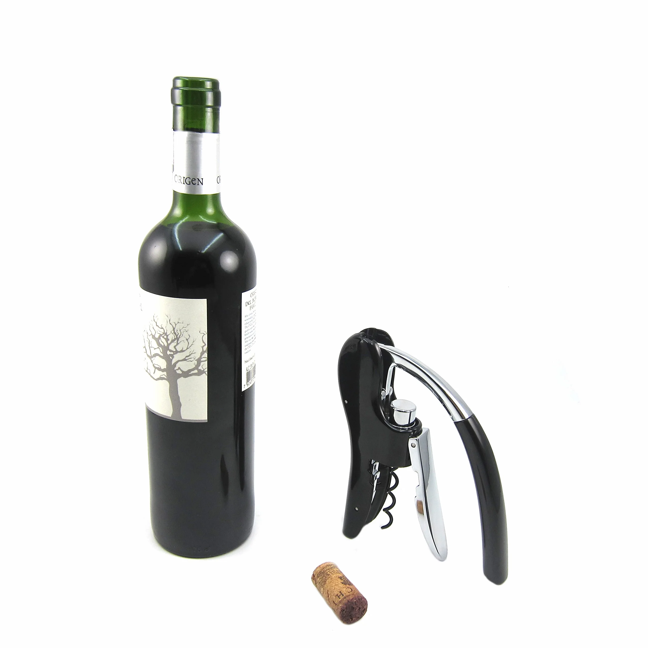 Best Utensils profesjonalny otwieracz do butelek, stop cynku, z dźwignią, korkociąg, nóż kelnerski, ryba atramentowa/zając, czarny