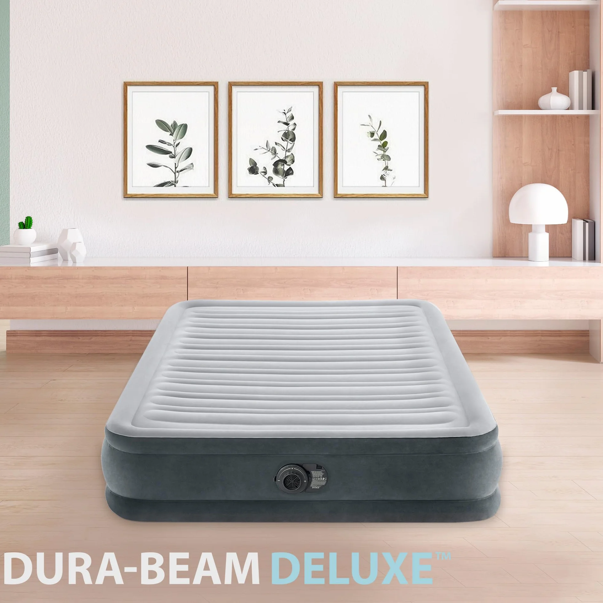 Intex 67768ND - Materasso Dura-Beam Comfort Plush Piazza e Mezza con Pompa Elettrica Incorporata, 137x191x33 cm