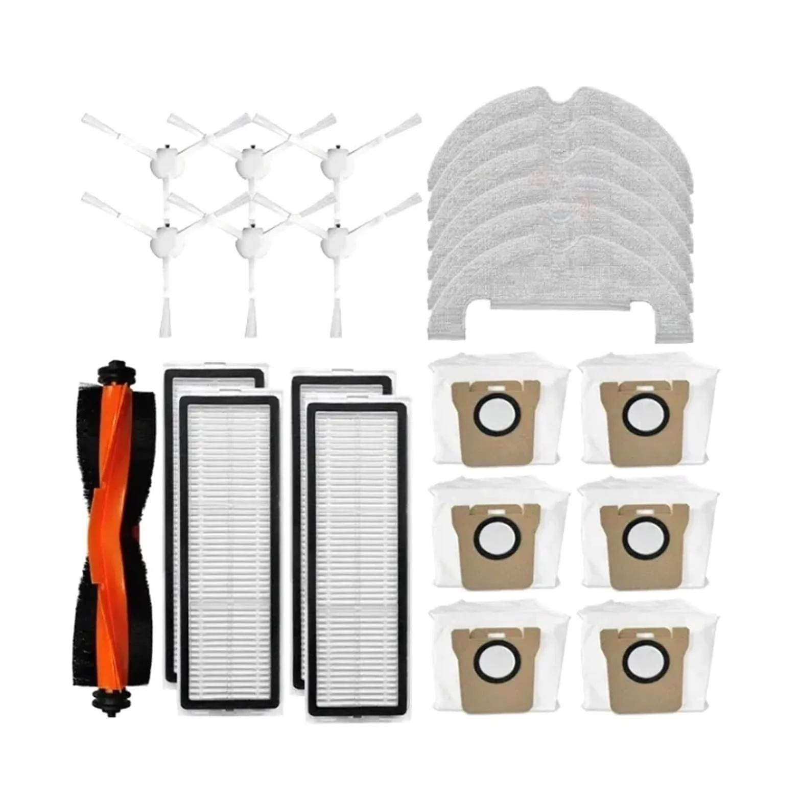 Kompatybilny z odkurzaczem Xiaomi Robot X10, główną szczotką boczną + filtrem HEPA + ścierką do mopa + workiem na kurz, precyzyjne dopasowanie, instalacja bez użycia narzędzi(23PCS)