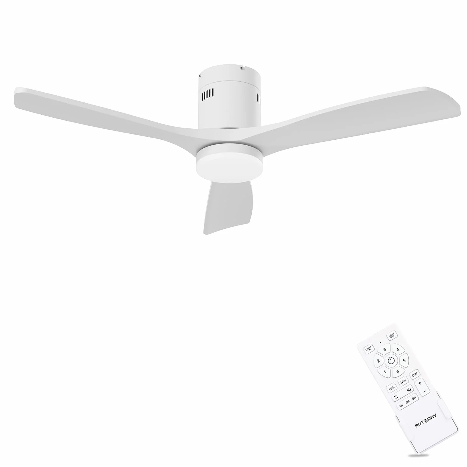 Drewniany wentylator sufitowy z oświetleniem, ściemnialne LED 24 W, cichy silnik DC 38 W, 132 cm, drewniany wentylator sufitowy z pilotem zdalnego sterowania z funkcją pamięci, 6 prędkości
