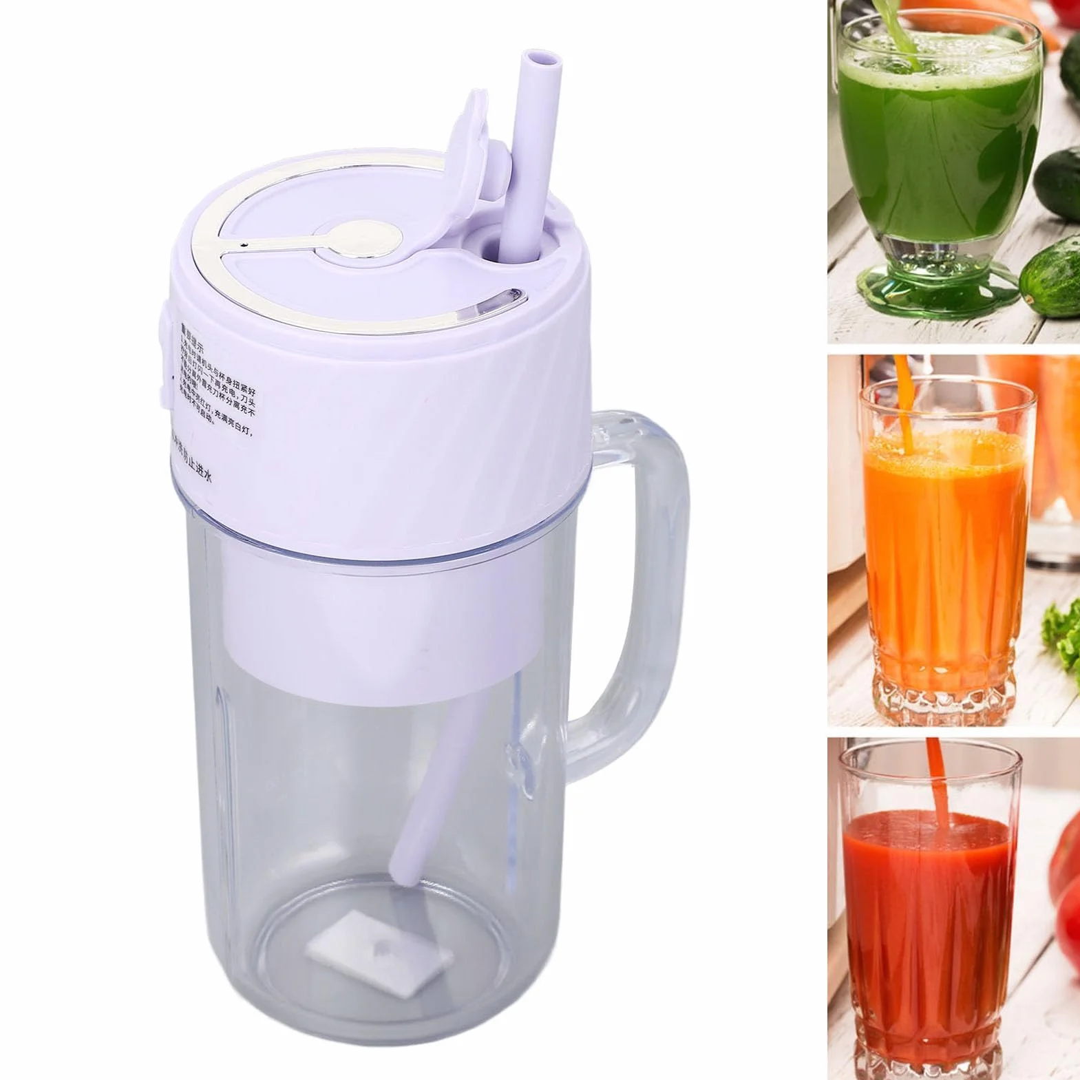 Przenośny Blender z 10 Ostrzami do Wydajnego Wyciskania Soku, Wielokrotnego ładowania, Koktajli, Długa żywotność Baterii do Biwakowania na świeżym Powietrzu, Samochodów (PURPLE)