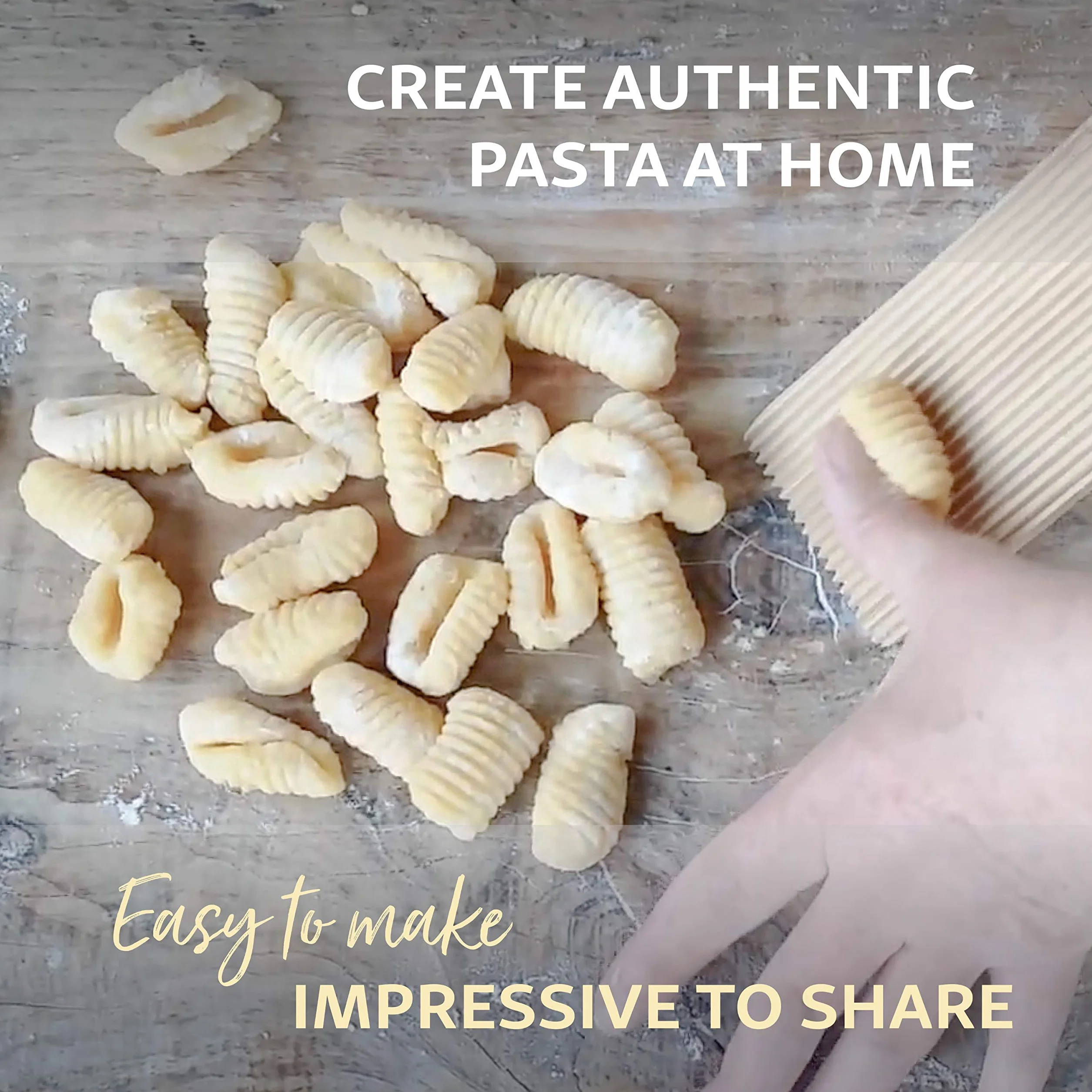 Deski do Gnocchi i drewniane łopatki do masła, aby łatwo tworzyć autentyczny domowy makaron i masło bez przywierania - zestaw 2 desek - 24 cm