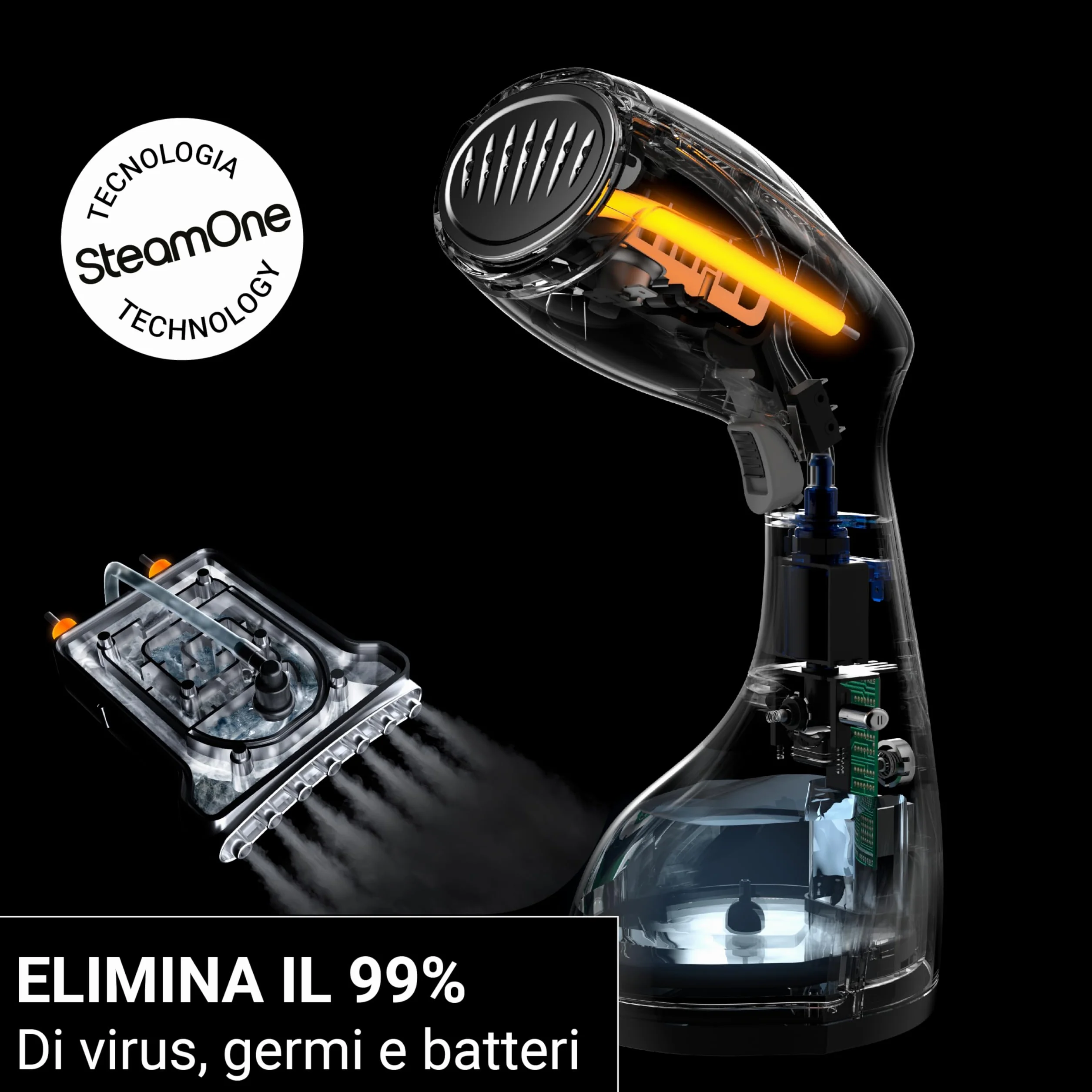 STEAMONE - Przenośna parownica do ubrań 1400 W 24g/min - parowiec podróżny, autonomia 11 min (260ml) - Gotowy do 30 lat - Kabel 2m - Intuicyjny i wydajny - Cała tkanina EUTAC140B